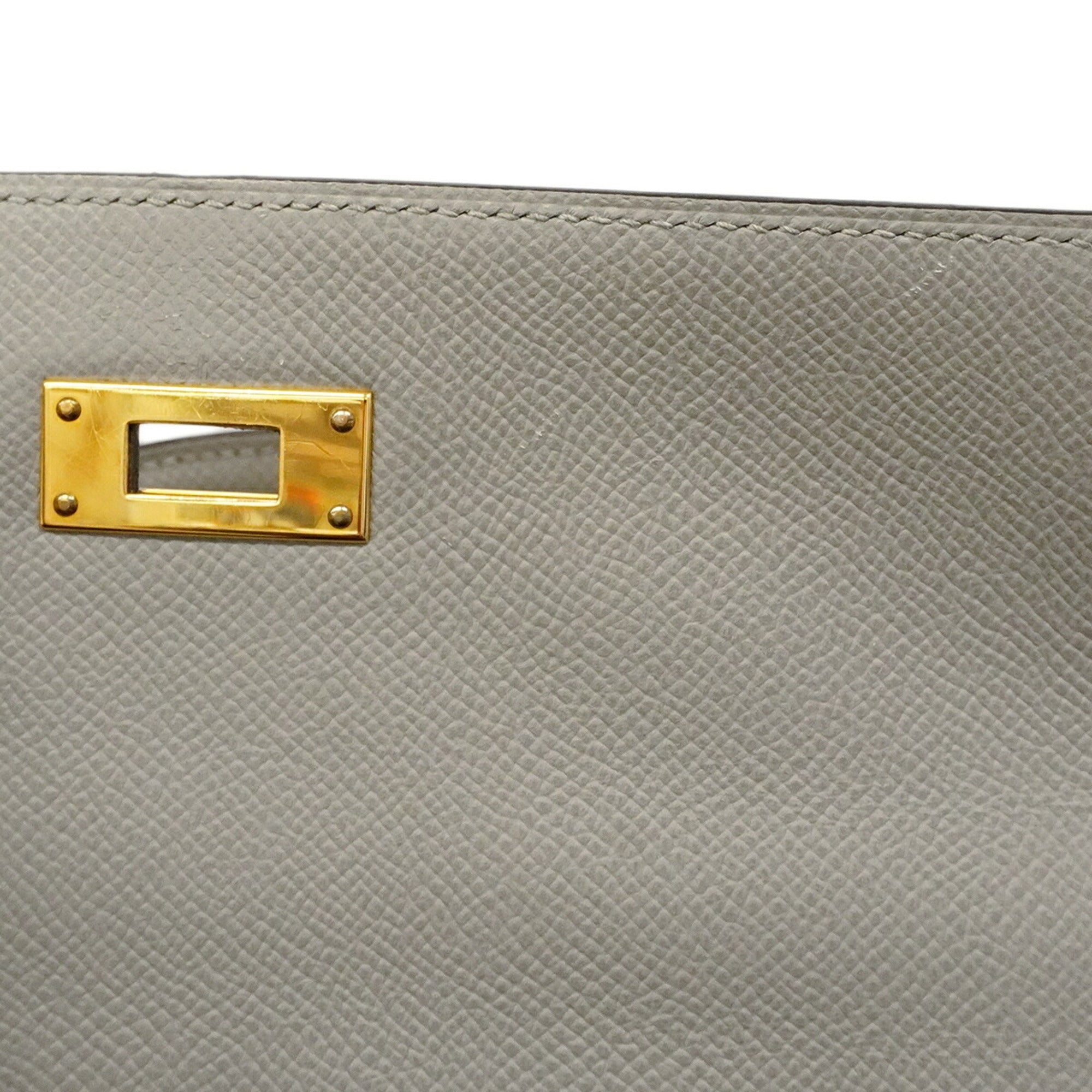 Hermes Gray Leather Handbag (Pre-Owned)