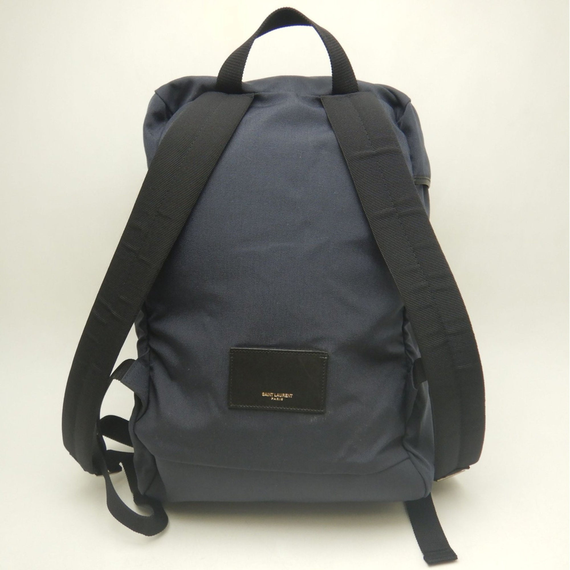 Yves Saint Laurent Navy Canvas Leather Backpack (Pre-Owned)
