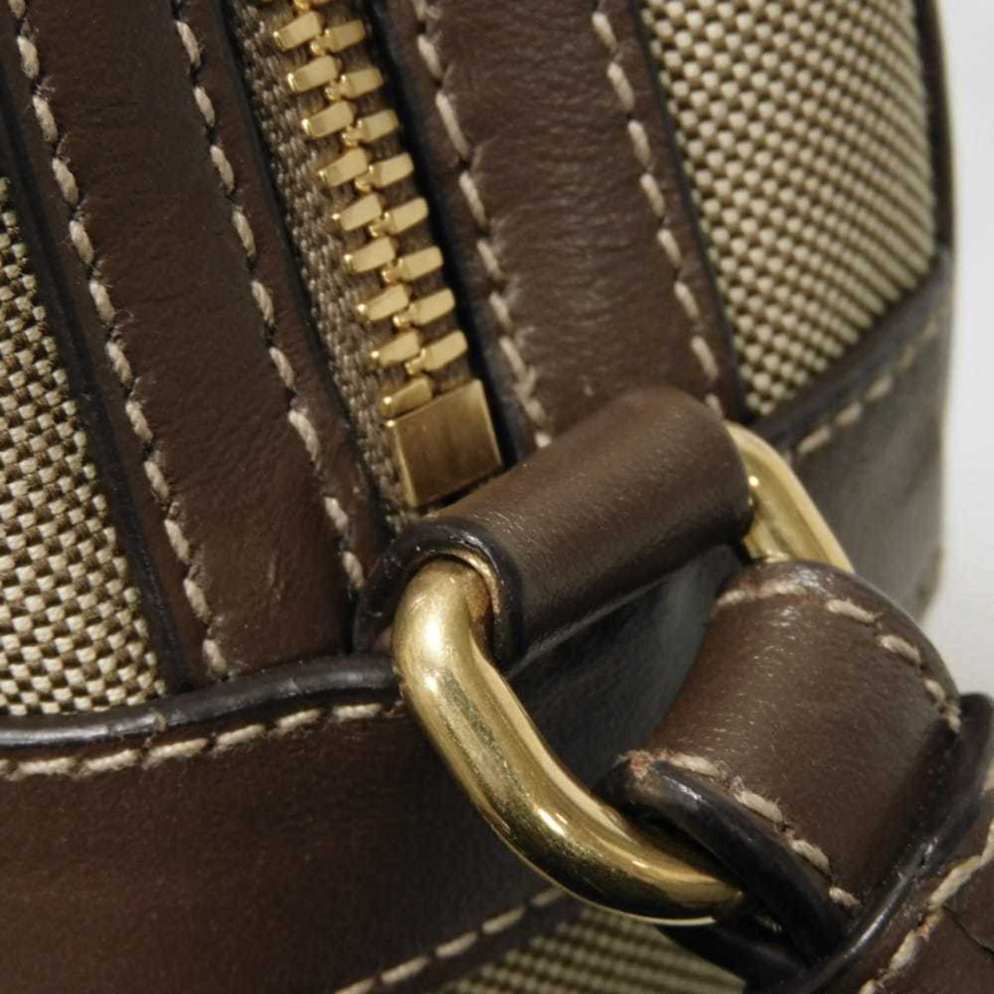 Prada Brown Jacquard Canvas Leather Shoulder Bag (Pre-Owned)