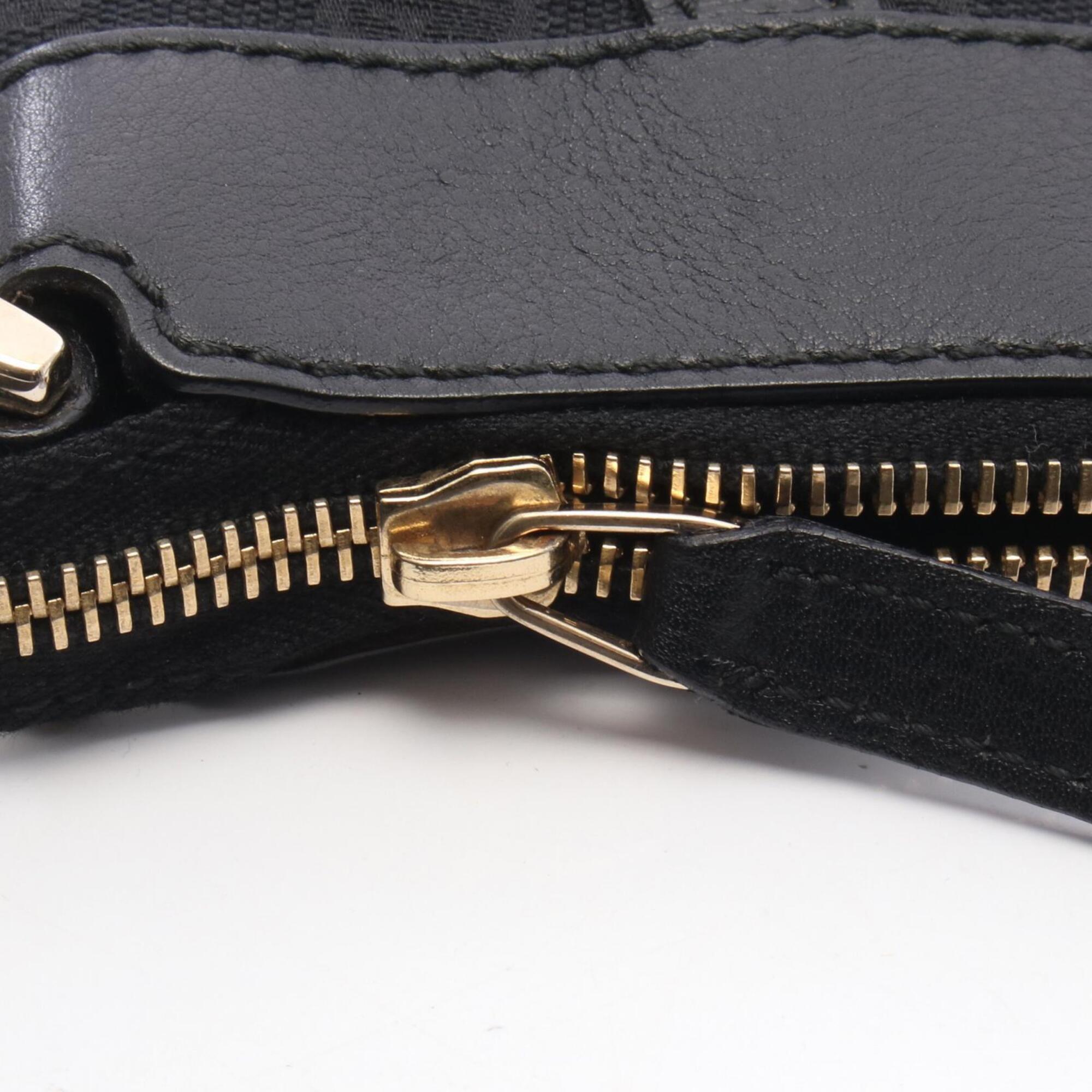 Gucci Black Canvas Leather Handbag Shoulder Bag (Pre-Owned)