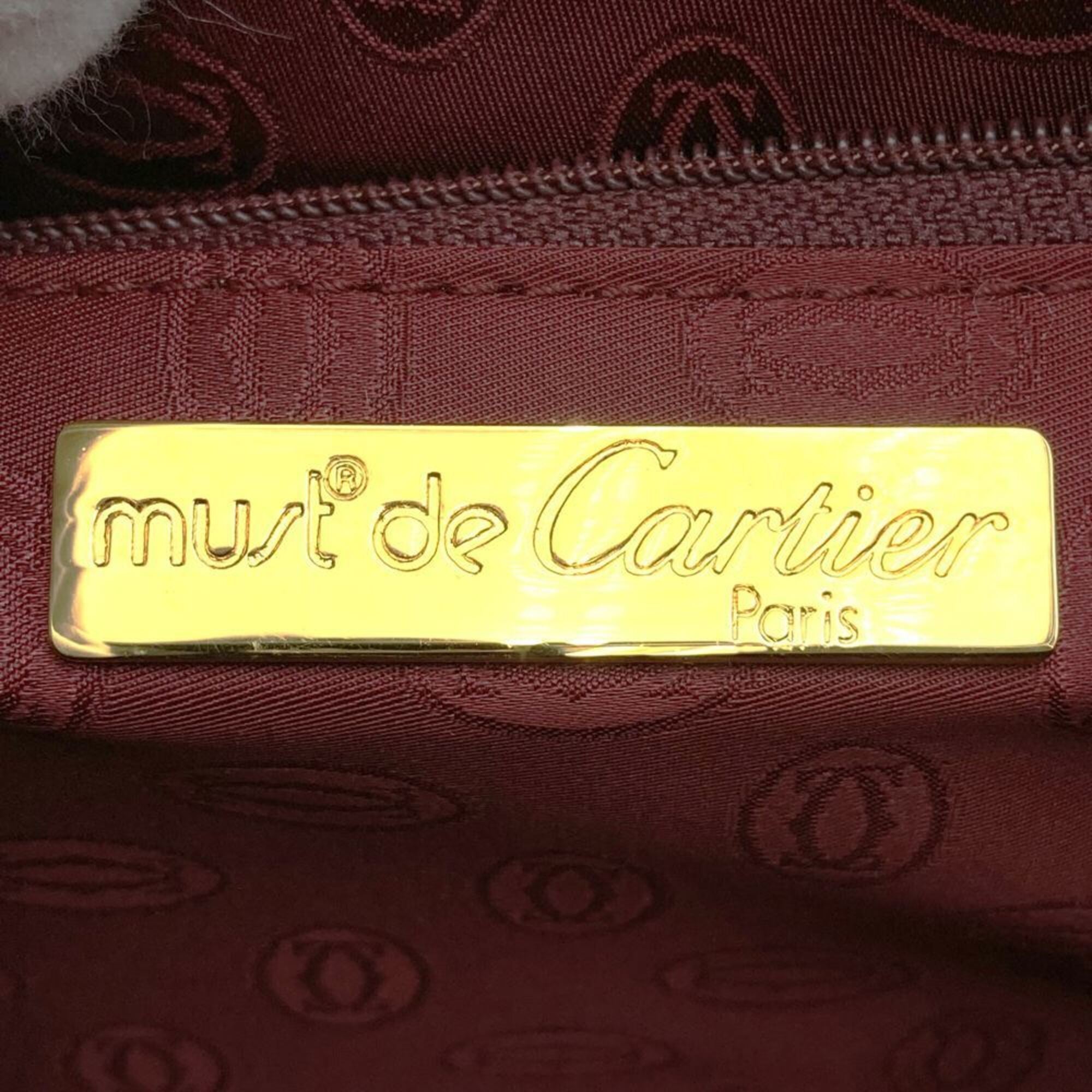 Cartier Bordeaux Red Color Leather Clutch Bag (Pre-Owned)