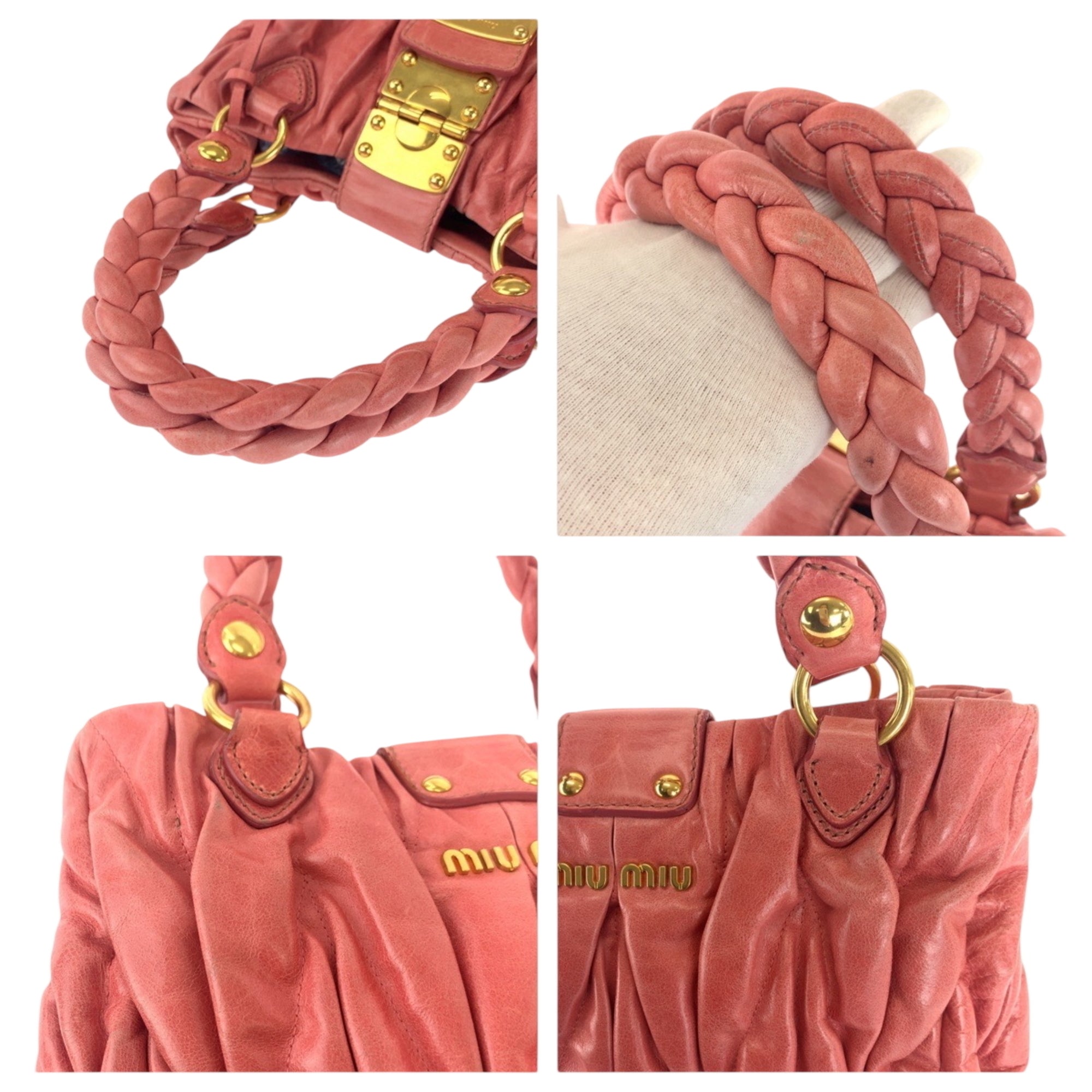 Miu Miu Pink Leather Handbag Tote Bag (Pre-Owned)