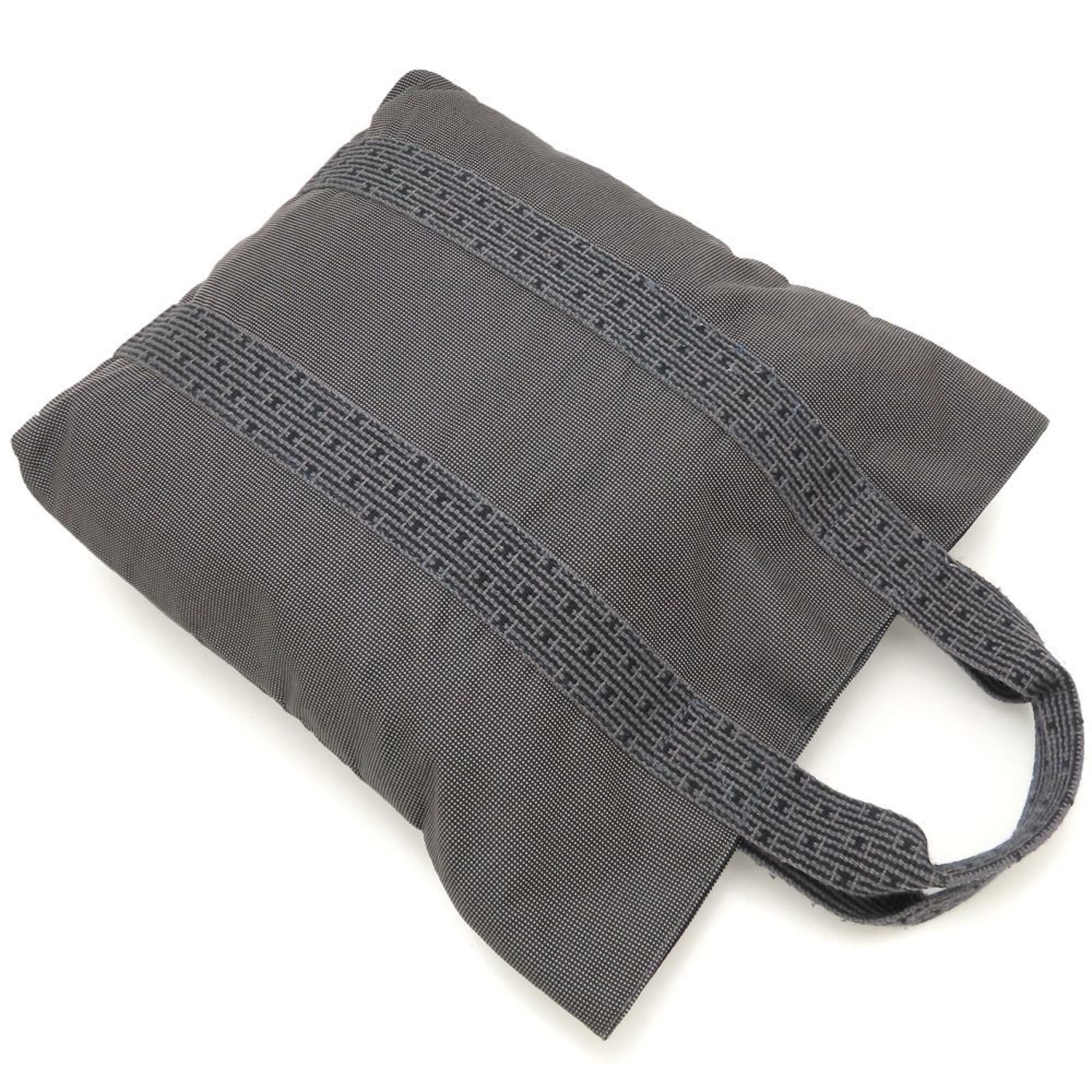 Hermes Her Line Gray Nylon Canvas Handbag (Pre-Owned)