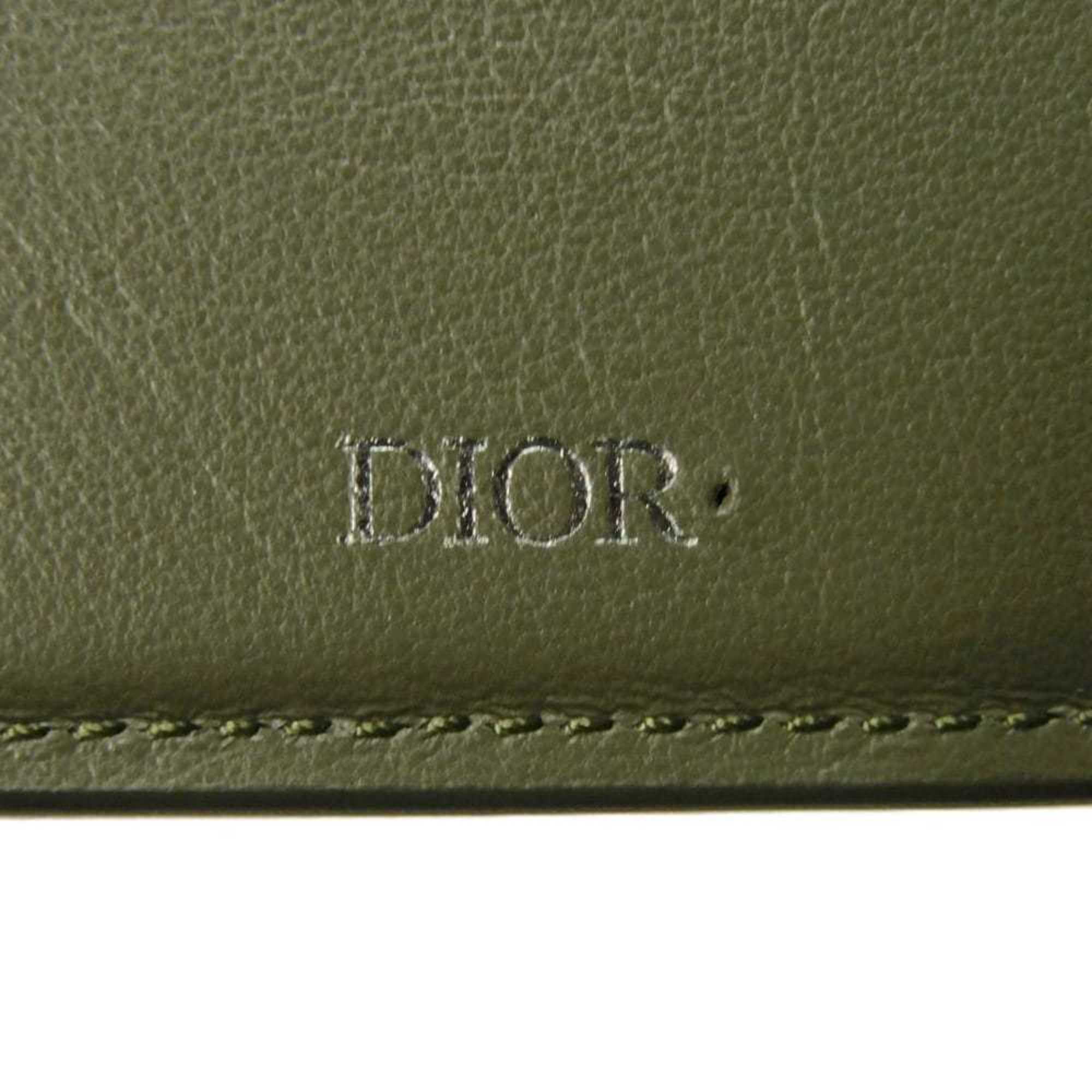 Christian Dior Khaki Leather Wallet (Bi-Fold) (Pre-Owned)