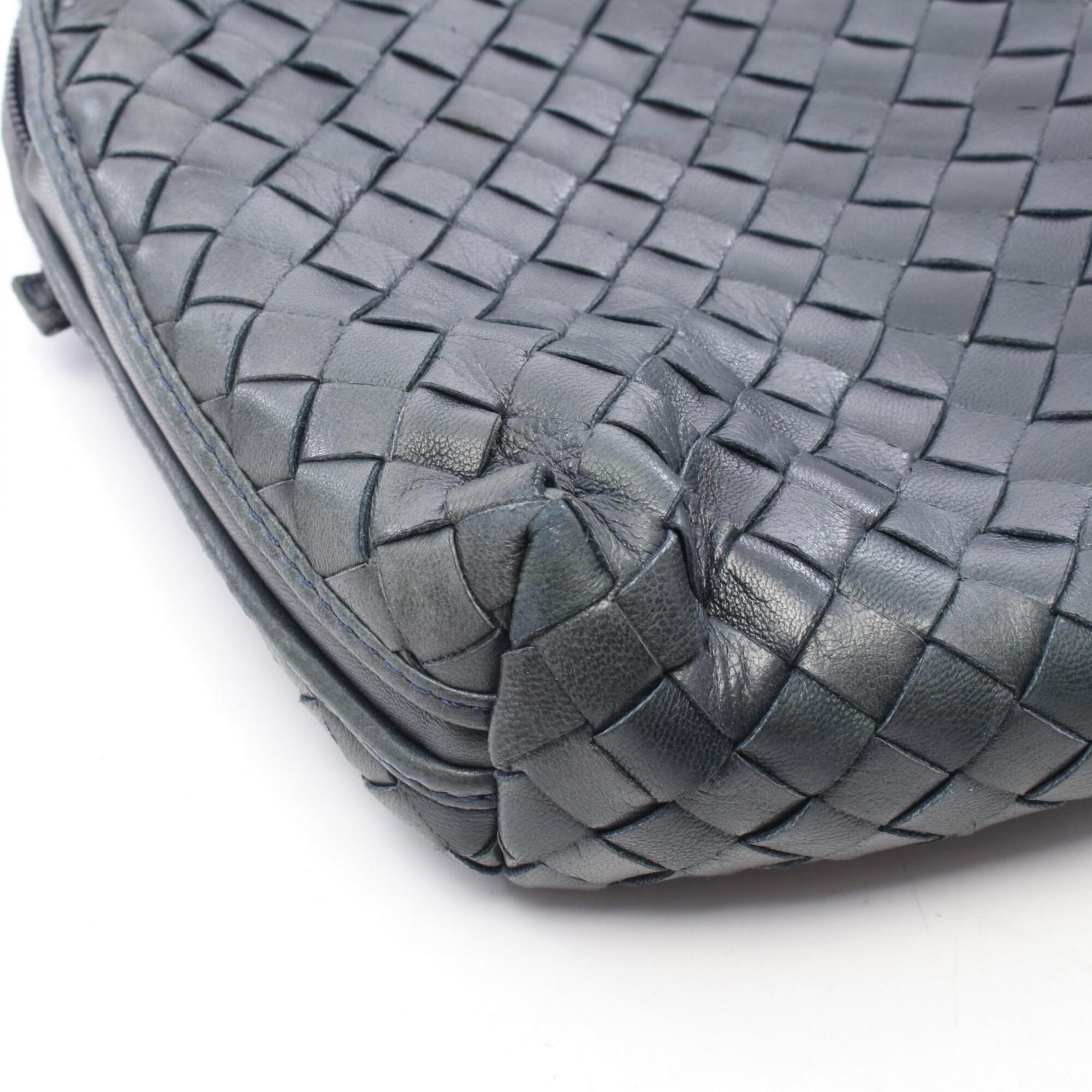 Bottega Veneta Navy Intrecciato Handbag Shoulder Bag (Pre-Owned)