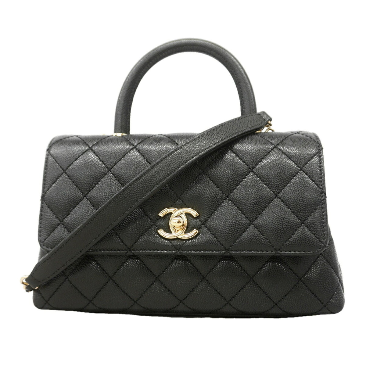 Chanel Black Grained Calfskin Handbag (Pre-Owned)