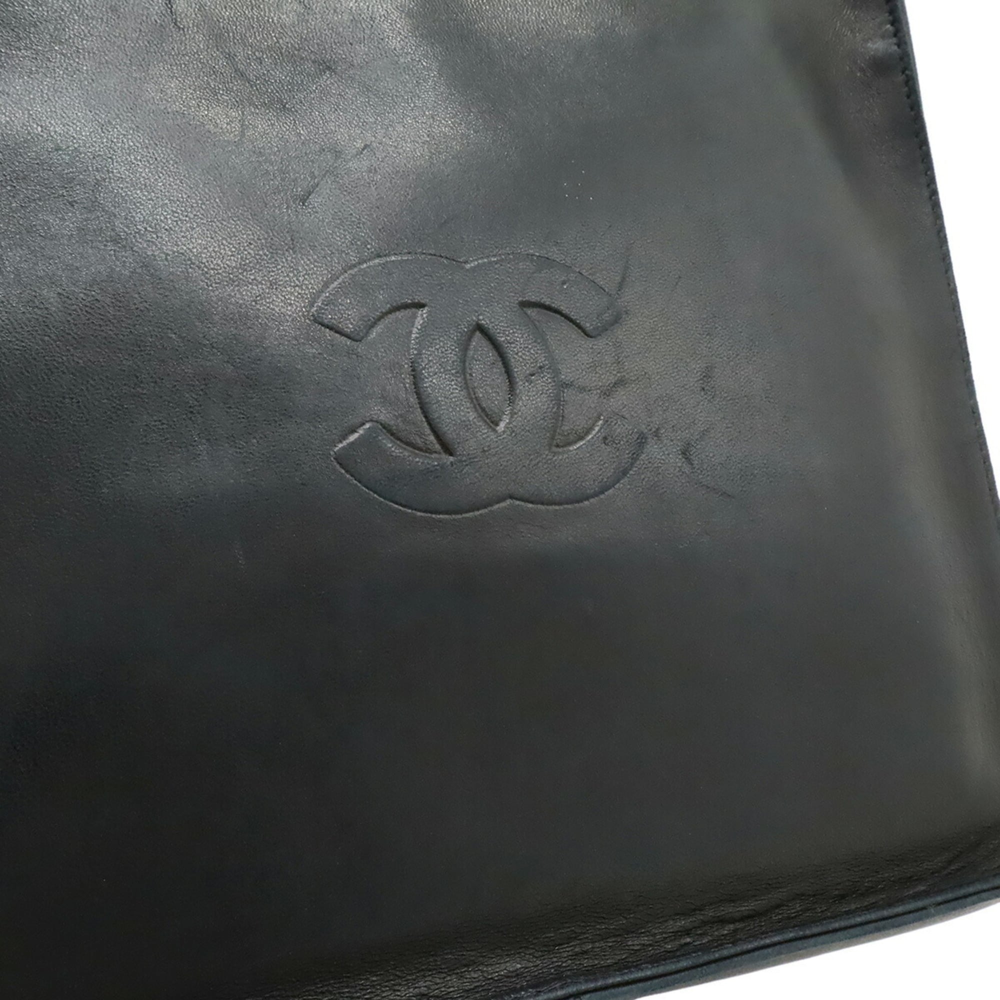 Chanel Camellia Black Leather Shoulder Bag Tote Bag (Pre-Owned)