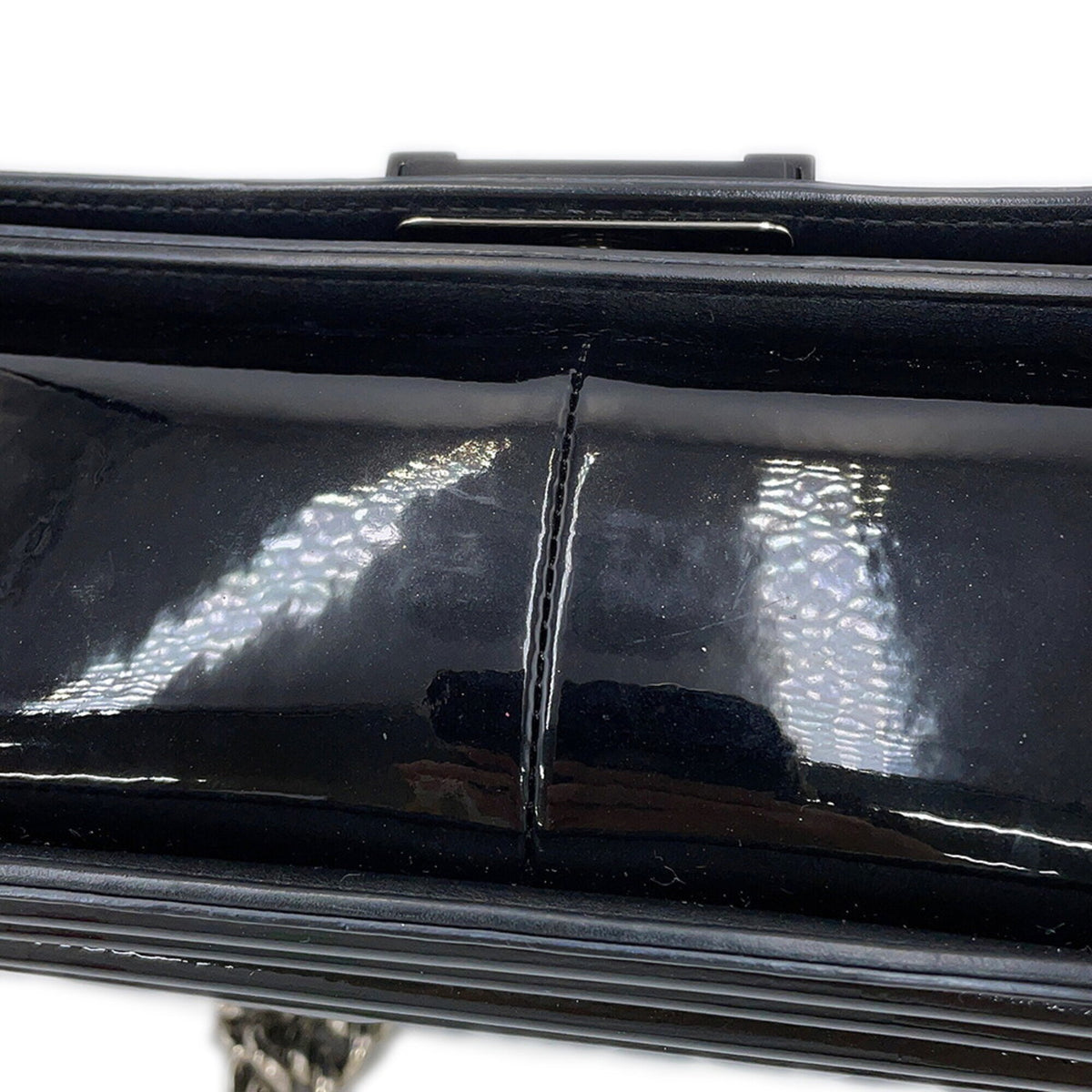 Chanel Matelasse Black Patent Leather Handbag Shoulder Bag (Pre-Owned)