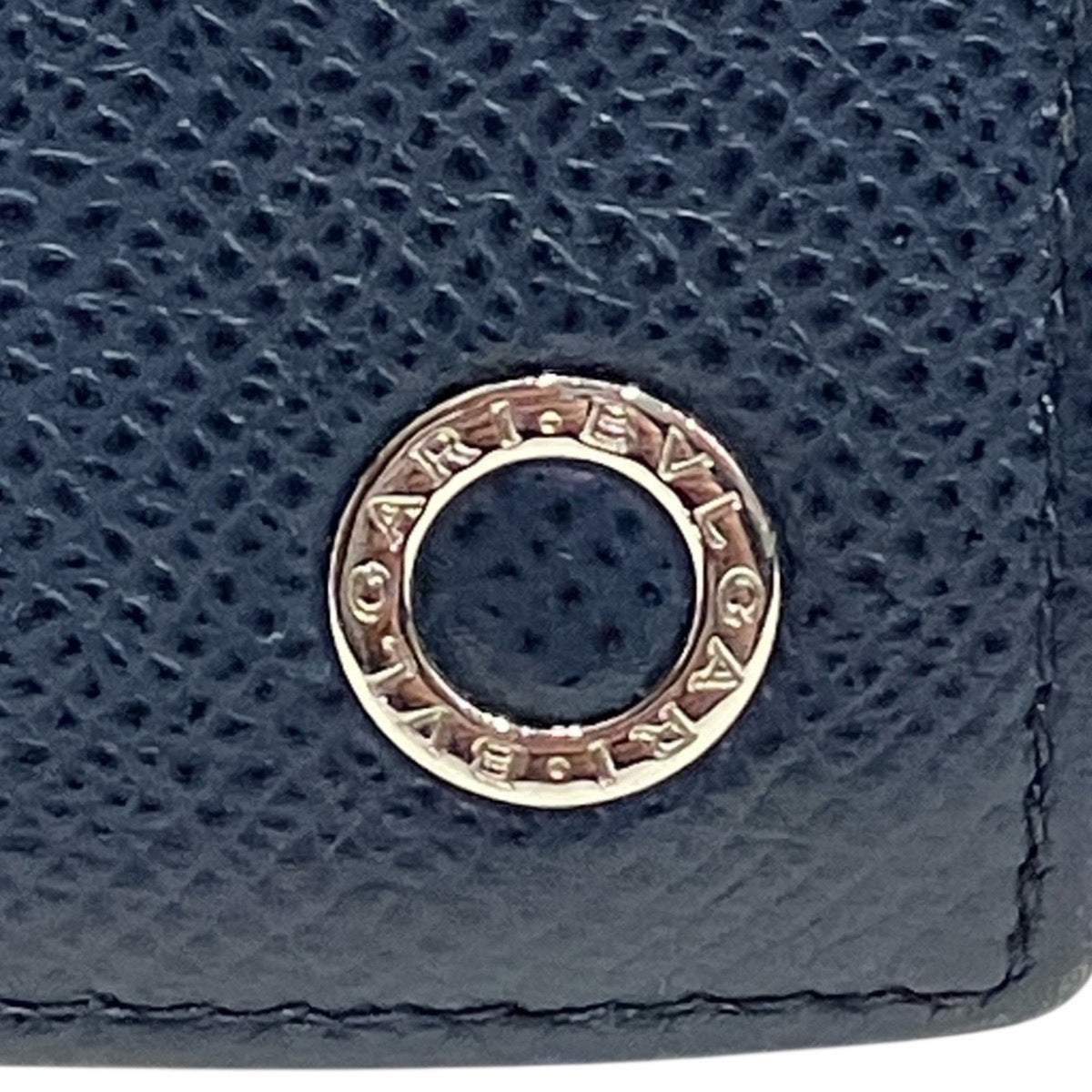 Bvlgari Navy Leather Long Wallet (Bi-Fold) (Pre-Owned)