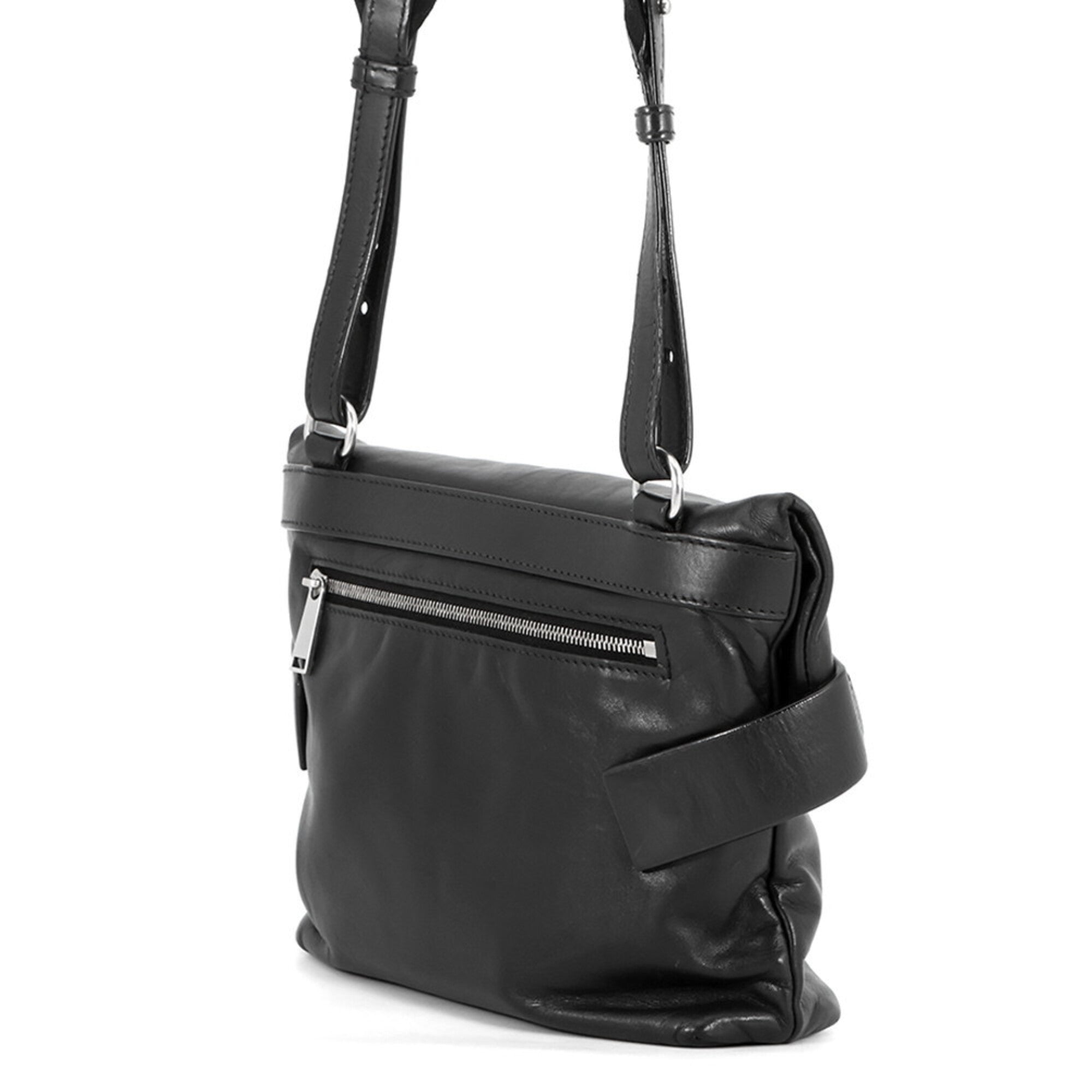Bottega Veneta Black Leather Shoulder Bag (Pre-Owned)