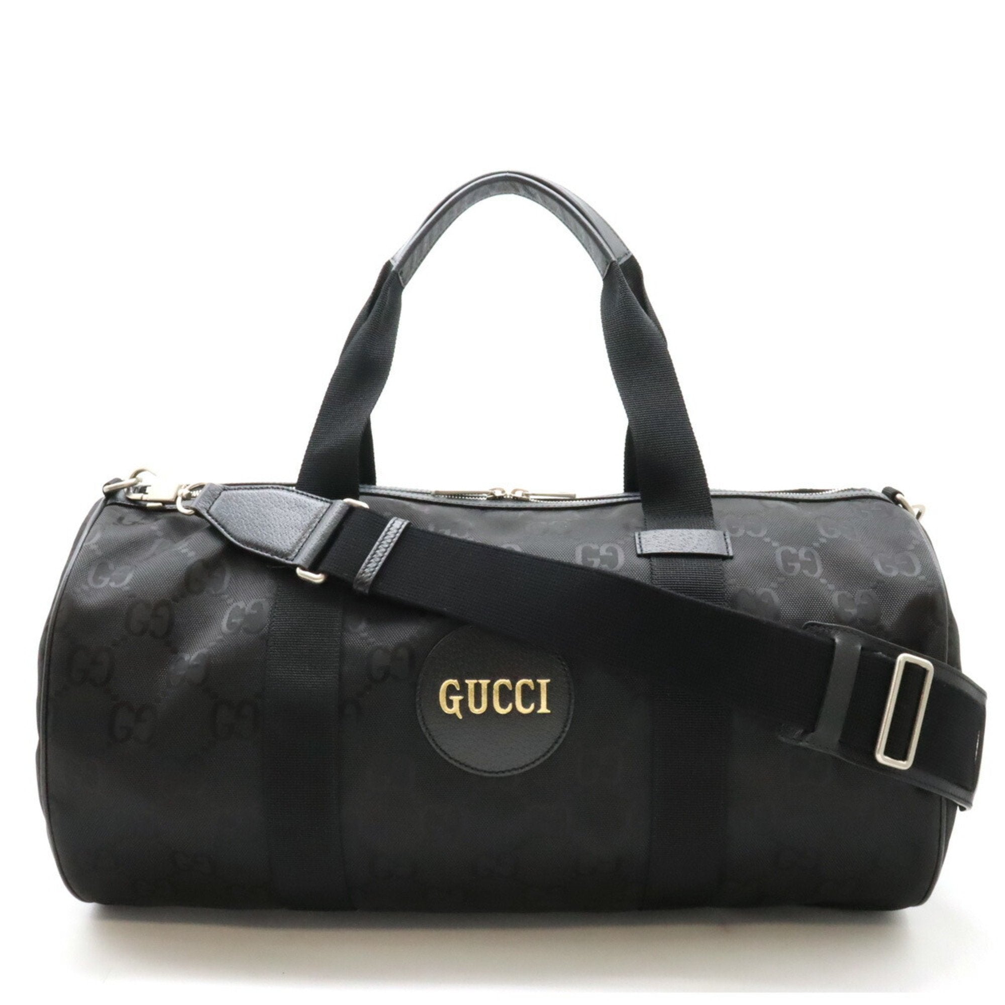 Gucci Black Nylon Canvas Leather Boston Bag Shoulder Bag (Pre-Owned)