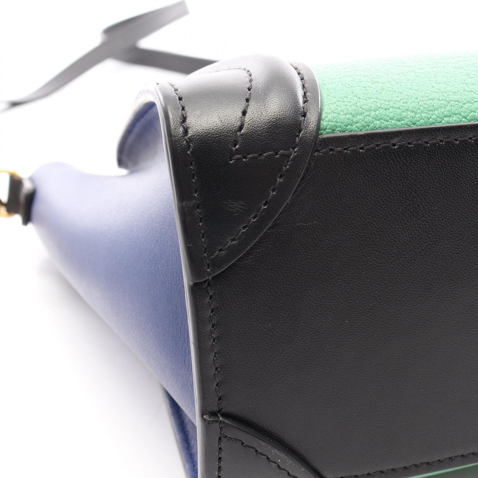 Celine Black Blue Green Leather Handbag (Pre-Owned)
