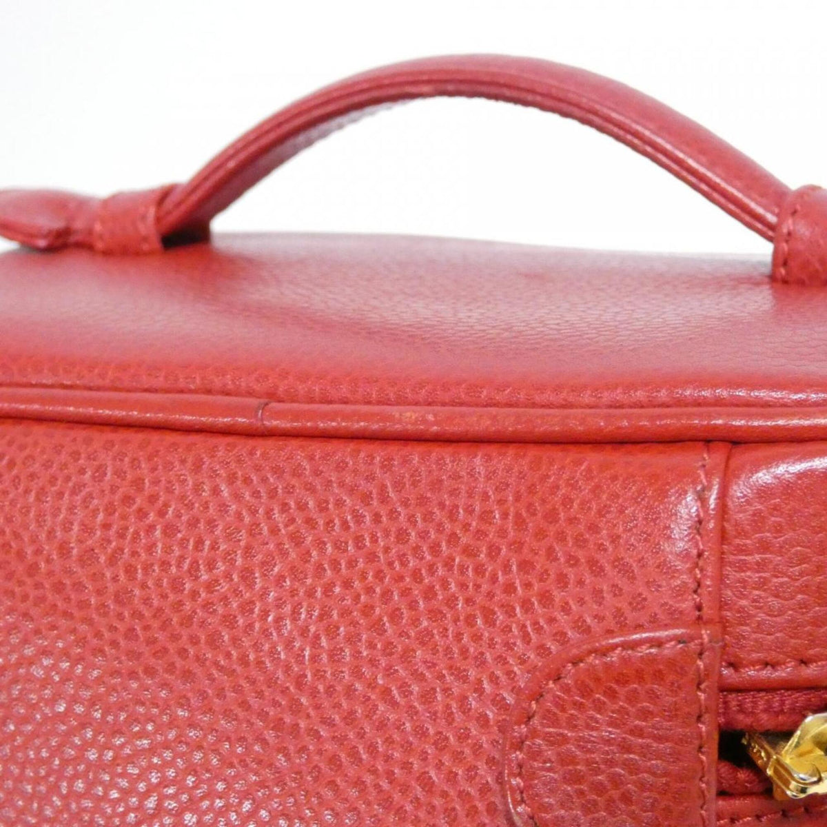 Chanel Red Color Grained Calfskin Handbag (Pre-Owned)