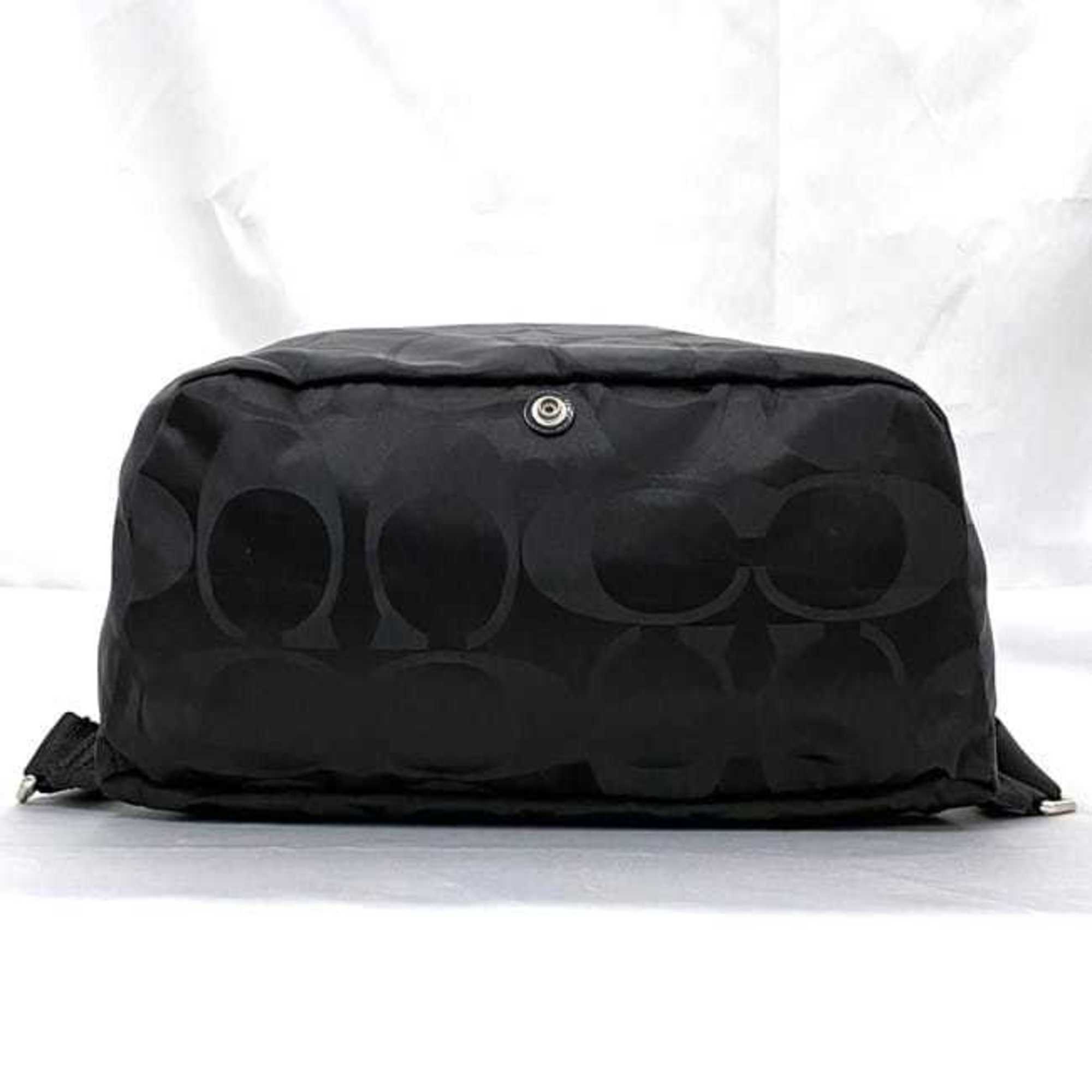 Coach Black Canvas Leather Backpack (Pre-Owned)