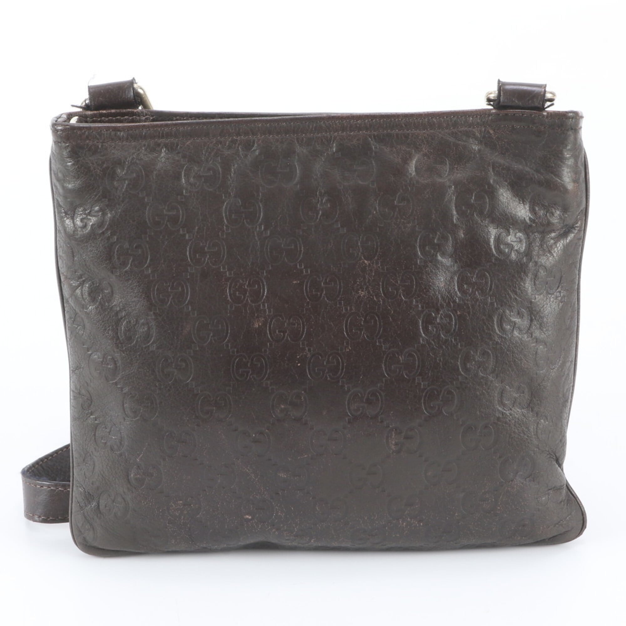 Gucci Brown Leather Messenger Bag Shoulder Bag Tote Bag (Pre-Owned)