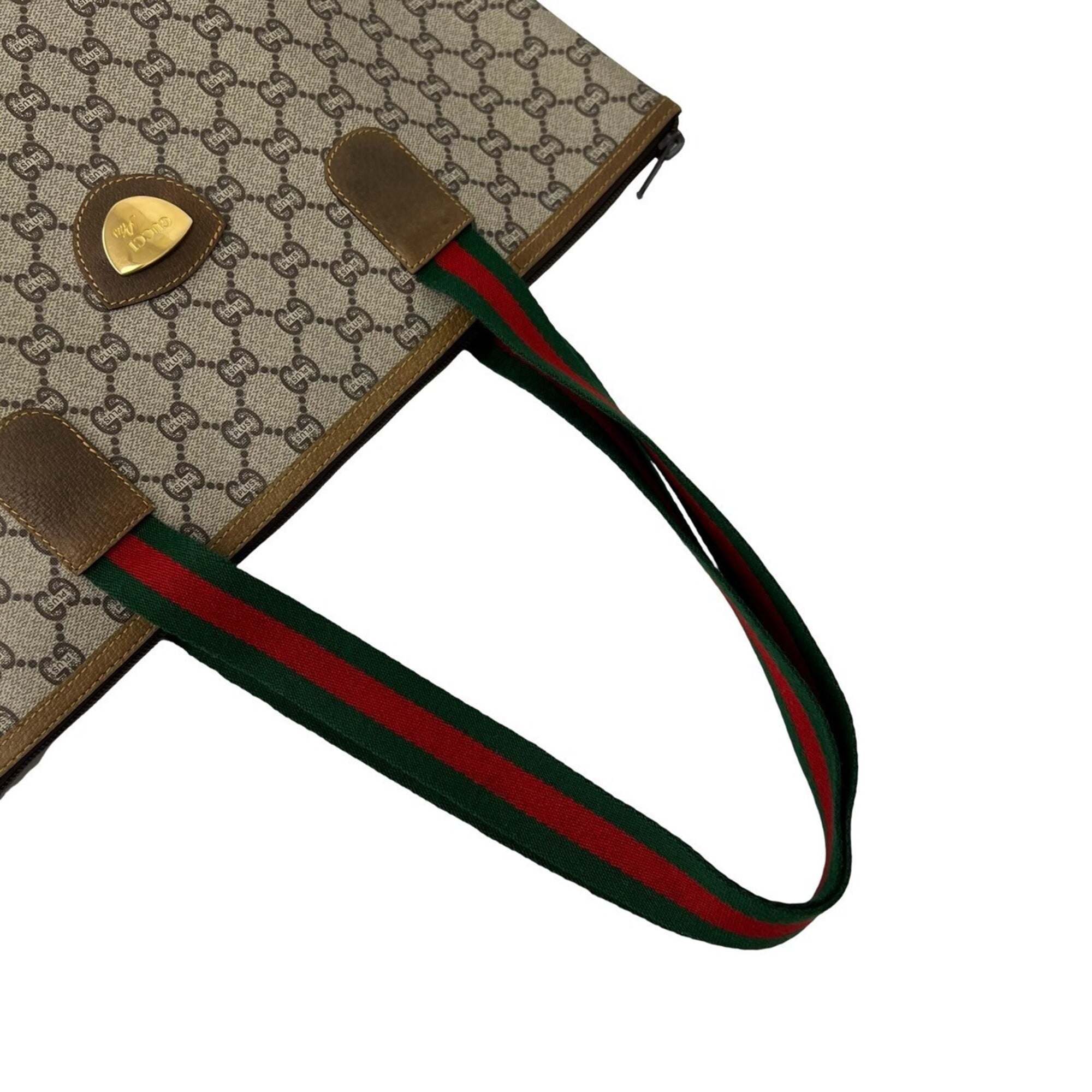 Gucci Brown Green Red Color Pvc Leather Tote Bag (Pre-Owned)