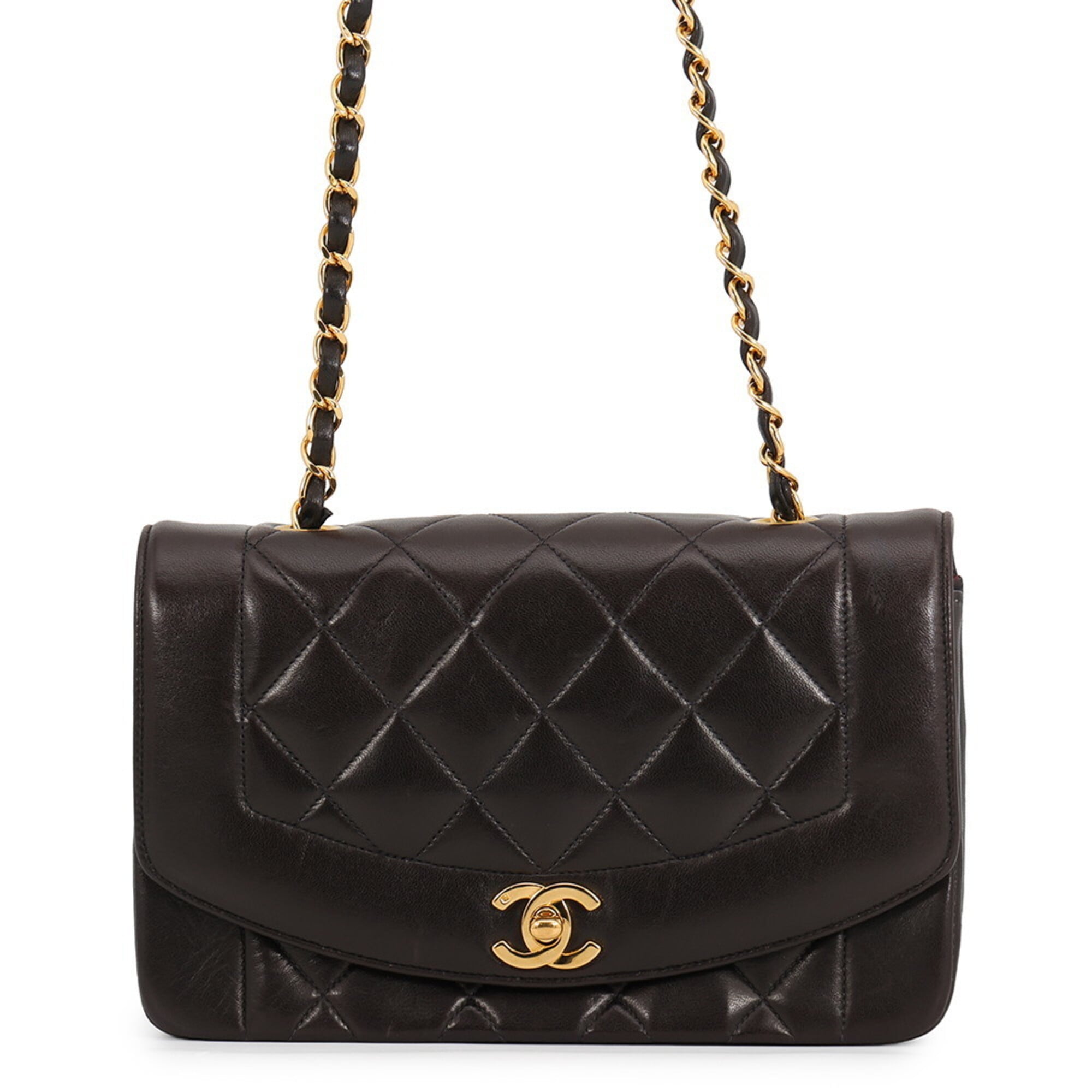 Chanel Matelasse Dark Brown Leather Handbag Shoulder Bag (Pre-Owned)