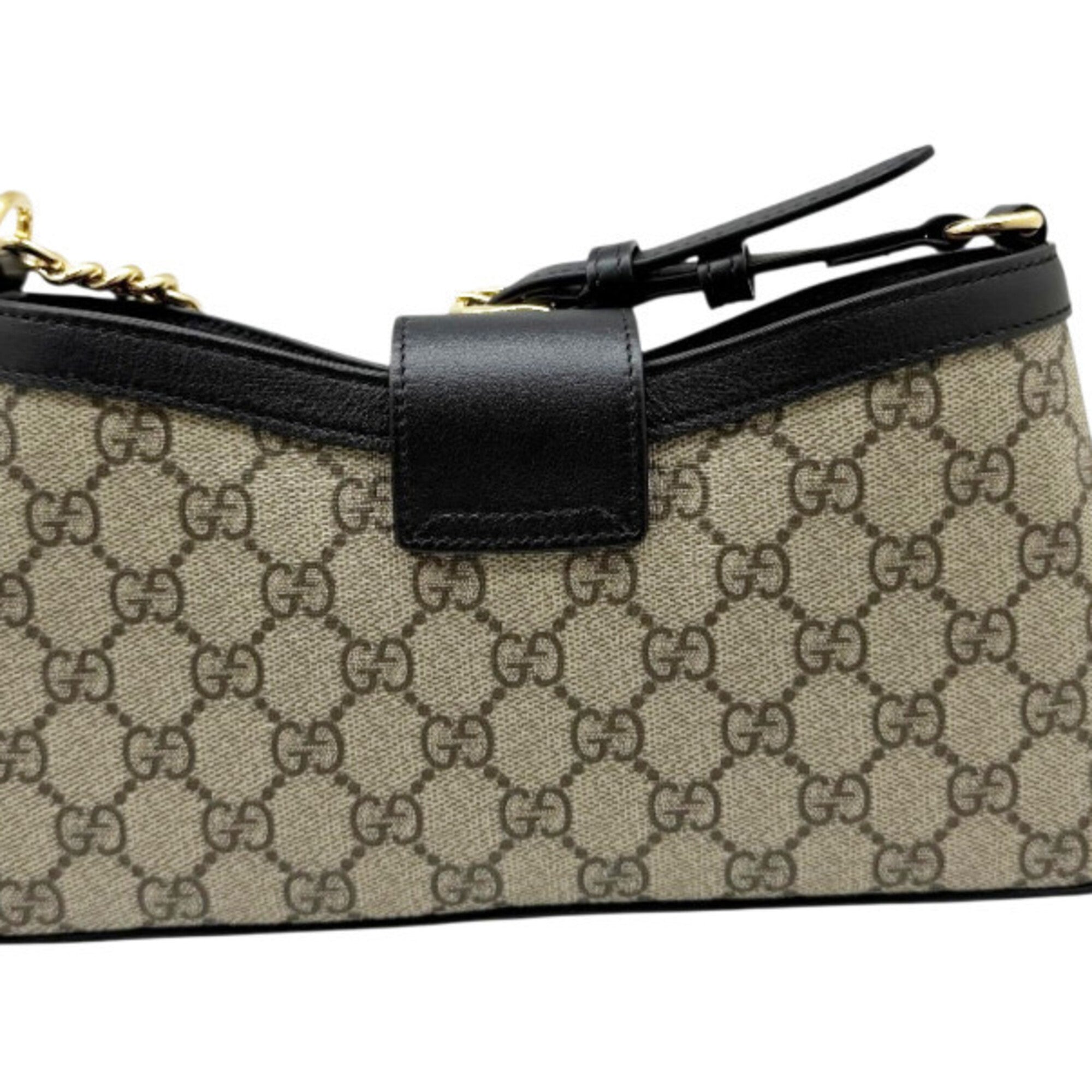 Gucci Padlock Beige Black Gg Supreme Shoulder Bag (Pre-Owned)