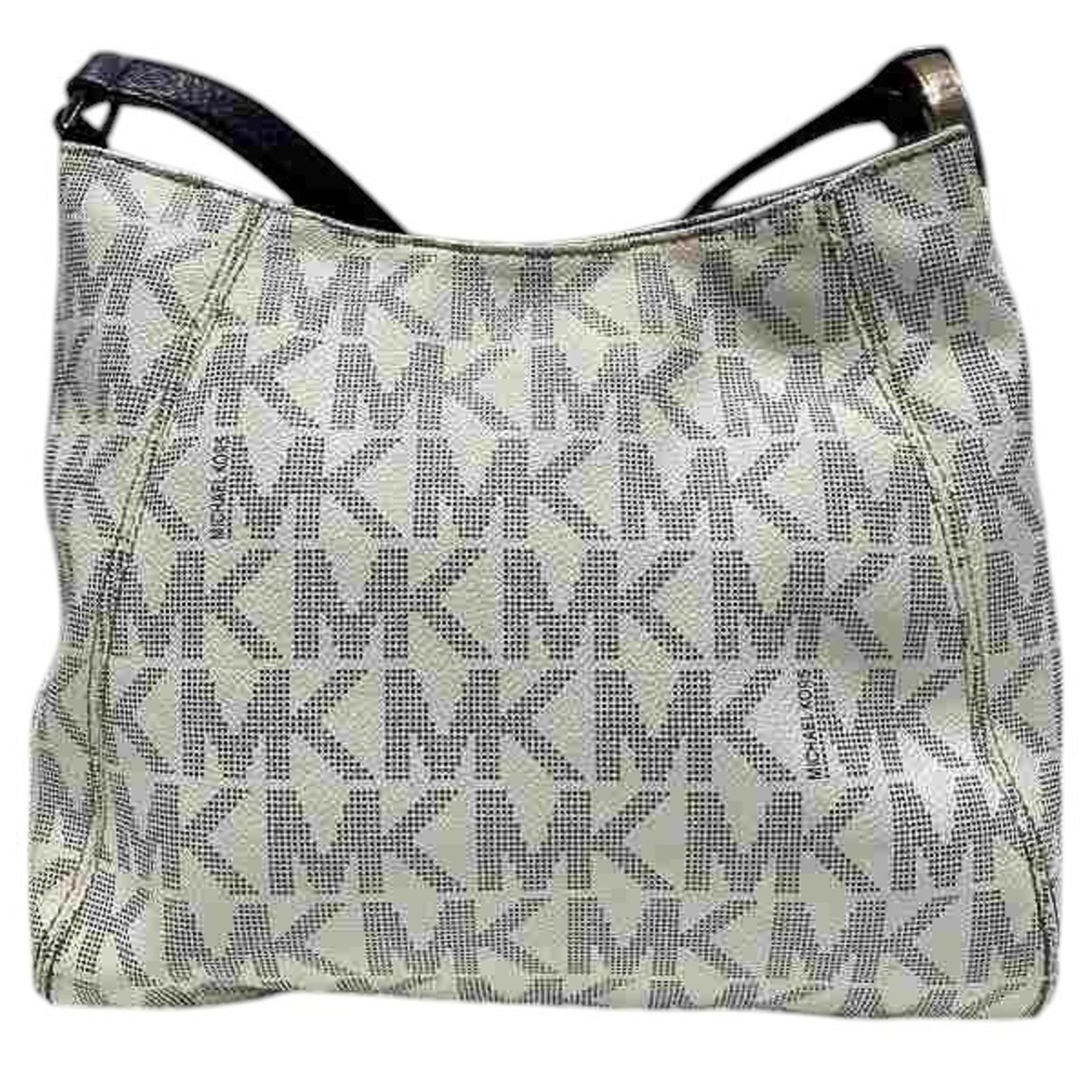 Michael Kors Navy White Pvc Leather Shoulder Bag (Pre-Owned)