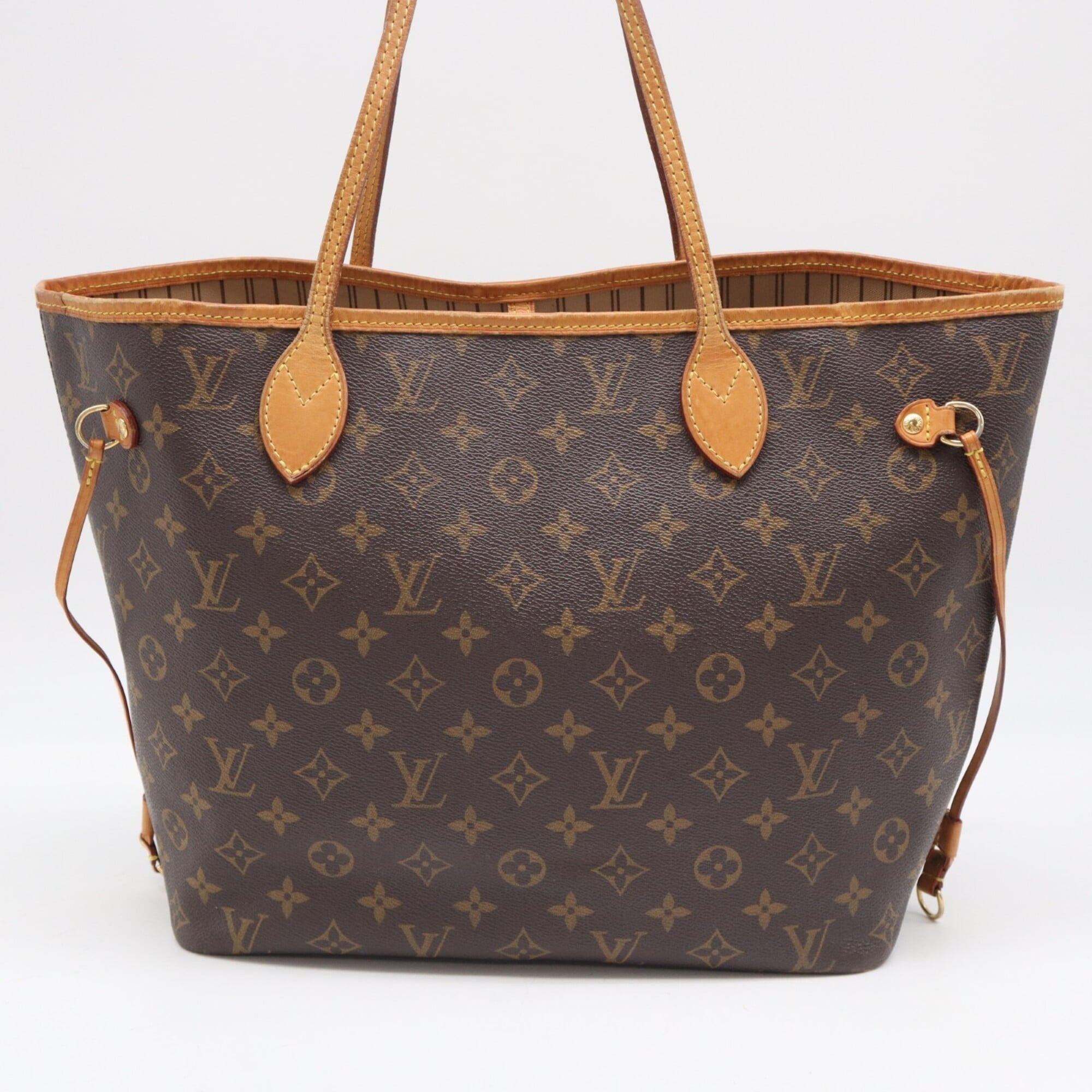 Louis Vuitton Beige Brown Monogram Coated Canvas Leather Handbag Pouch (Pre-Owned)