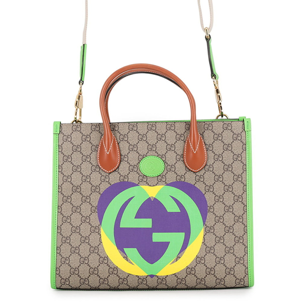 Gucci Beige Multi-Color Pvc Leather Handbag (Pre-Owned)