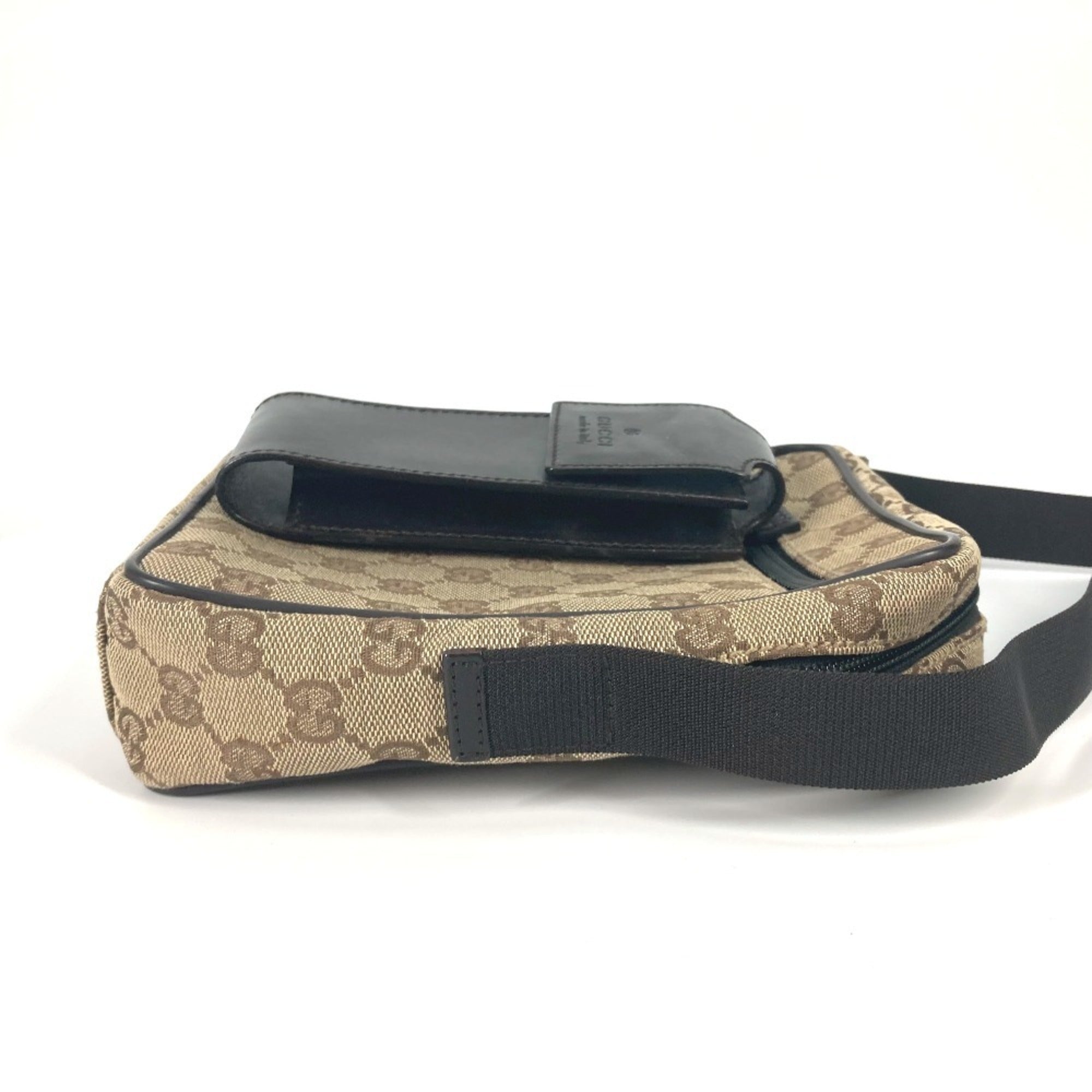 Gucci Beige Brown Canvas Leather Pochette Pouch Shoulder Bag (Pre-Owned)
