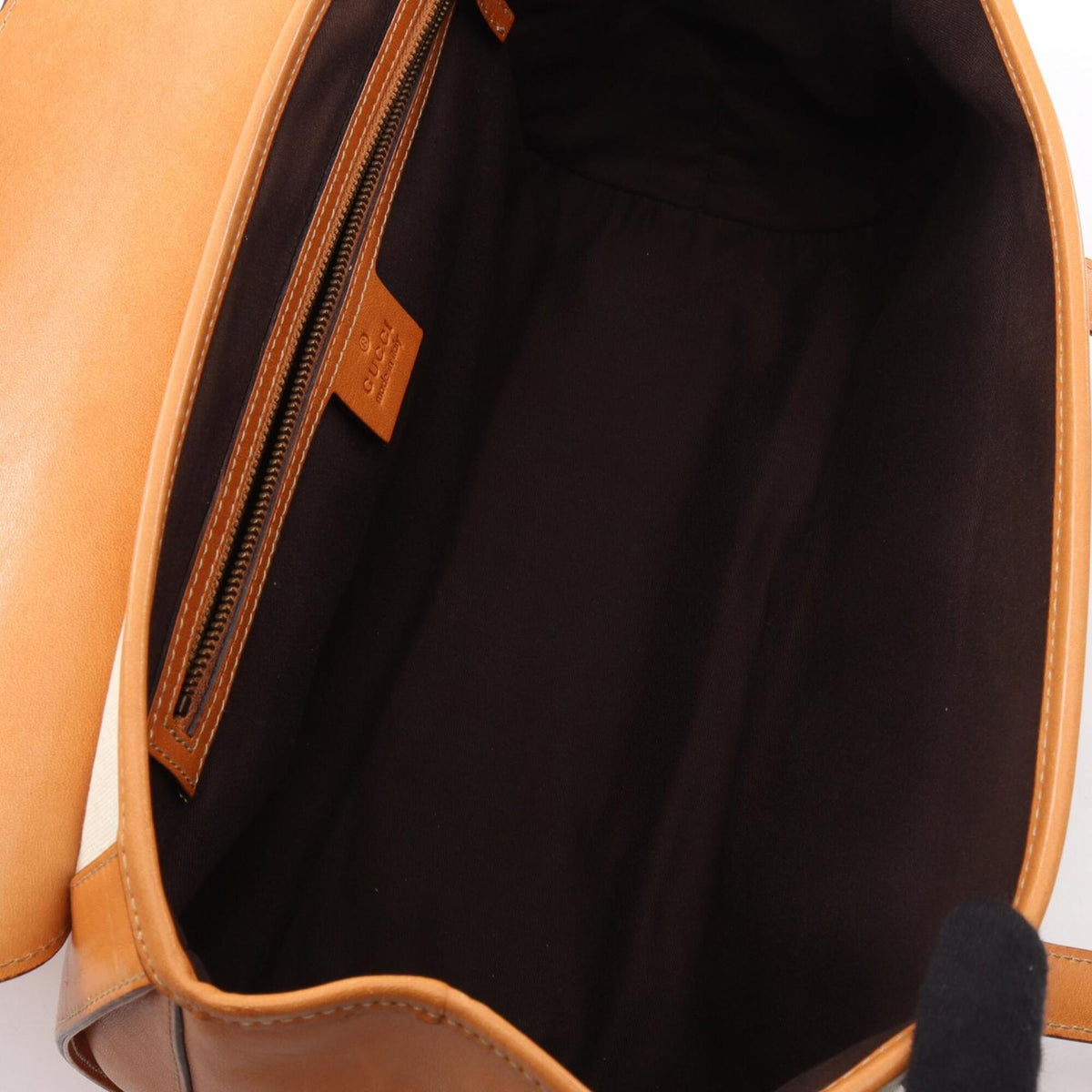 Gucci Brown White Canvas Handbag (Pre-Owned)