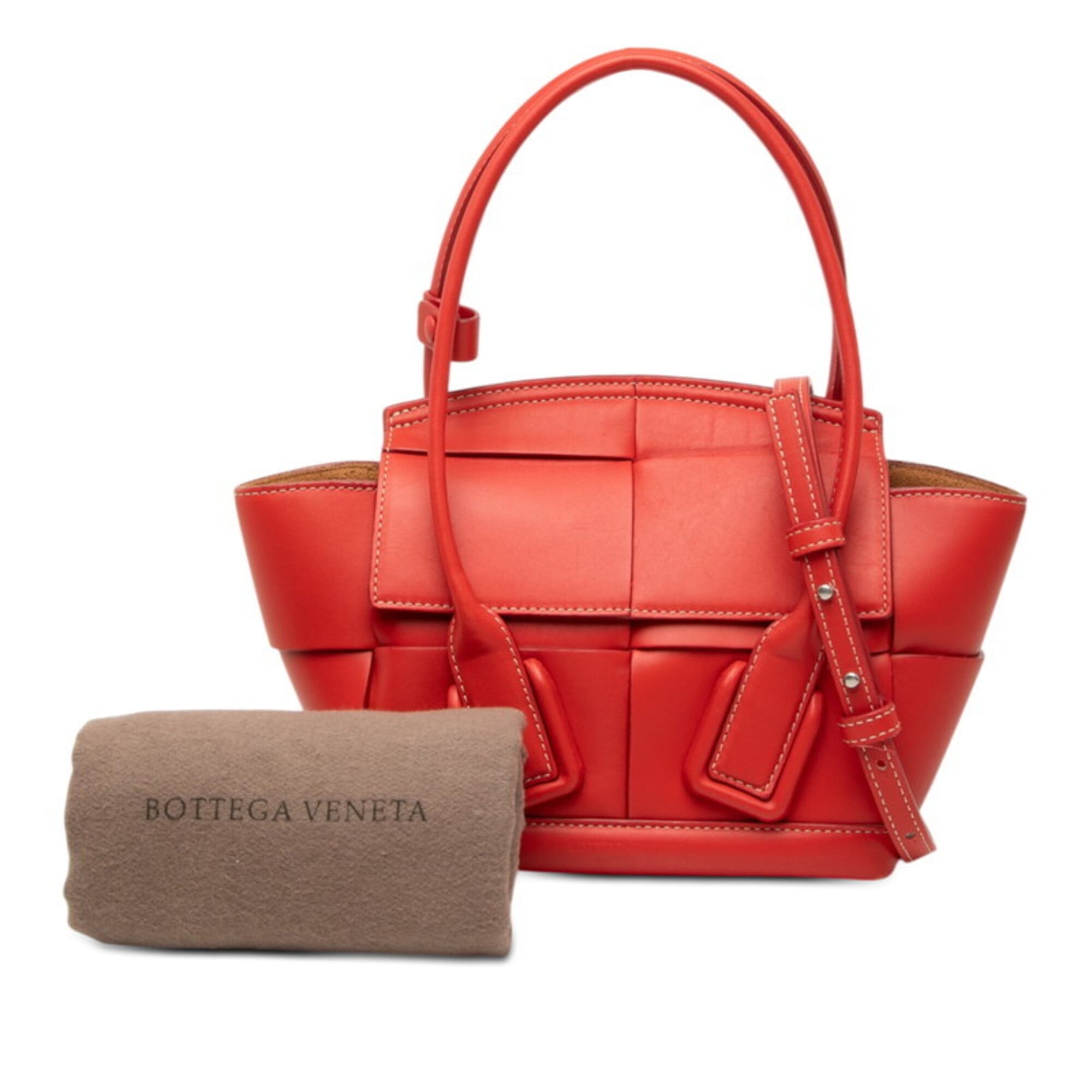 Bottega Veneta Red Color Leather Handbag Shoulder Bag (Pre-Owned)