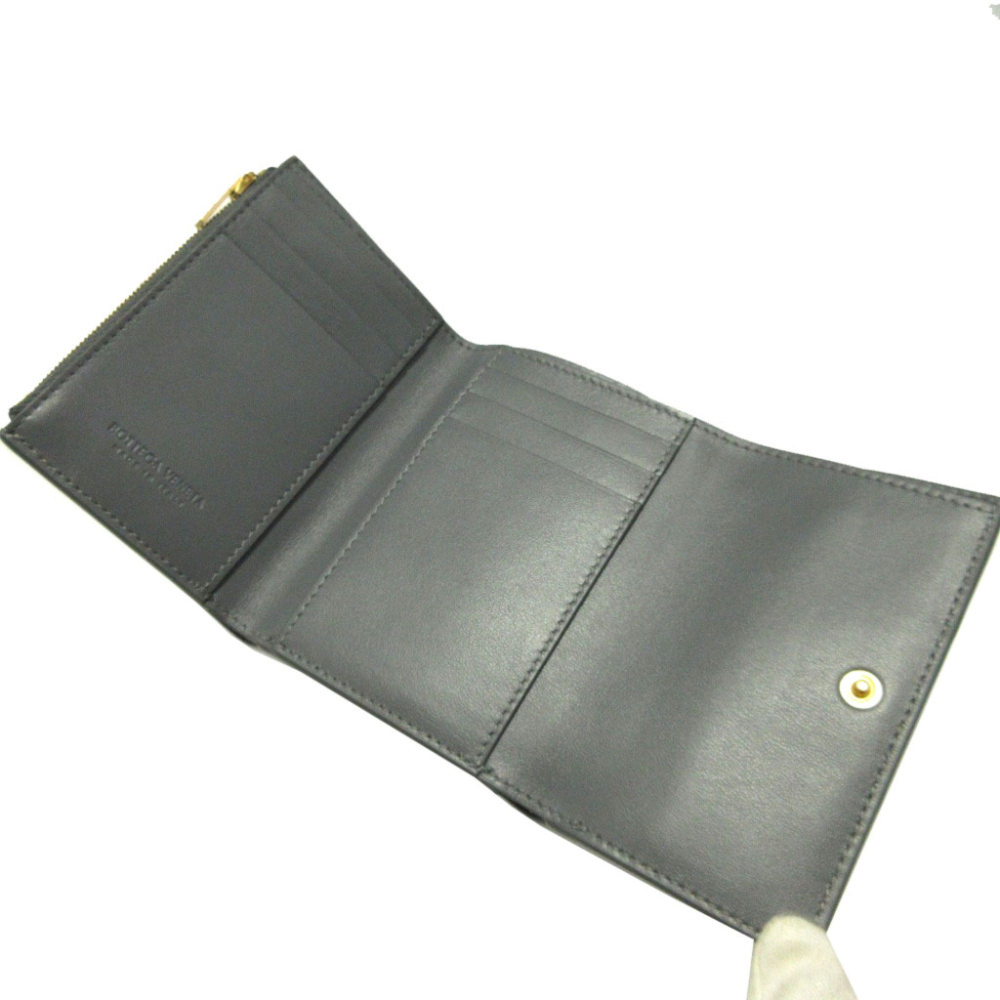 Bottega Veneta Gray Leather Wallet (Tri-Fold) (Pre-Owned)