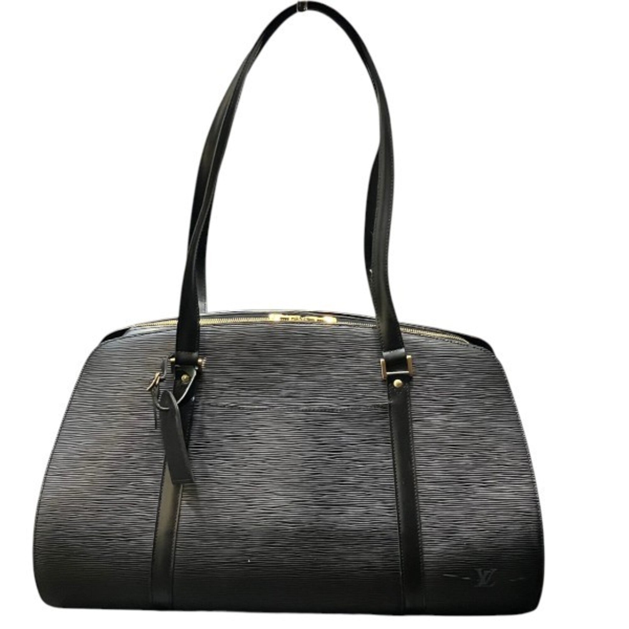 Louis Vuitton Noir Leather Boston Bag Handbag Shoulder Bag (Pre-Owned)