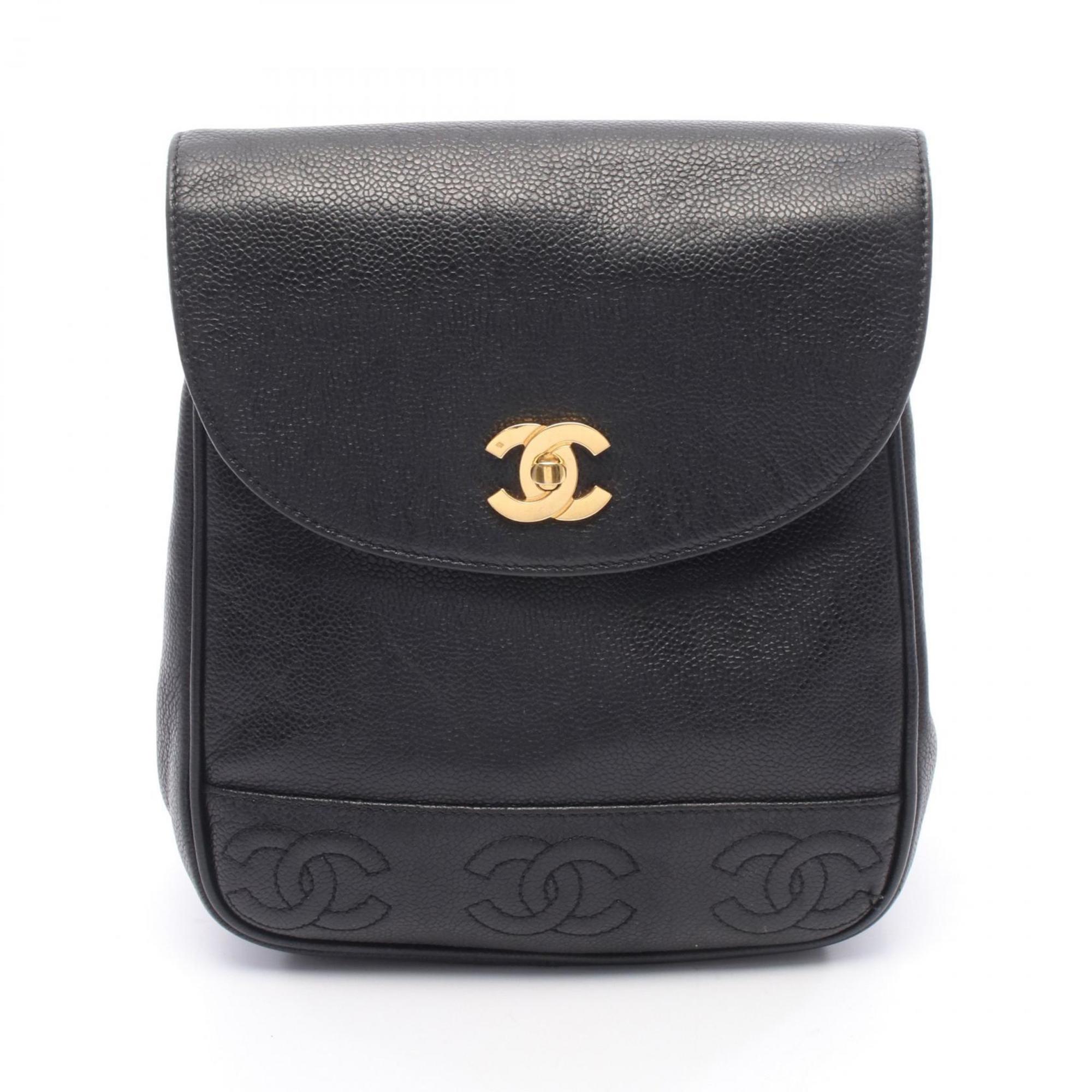 Chanel Black Leather Backpack Handbag (Pre-Owned)