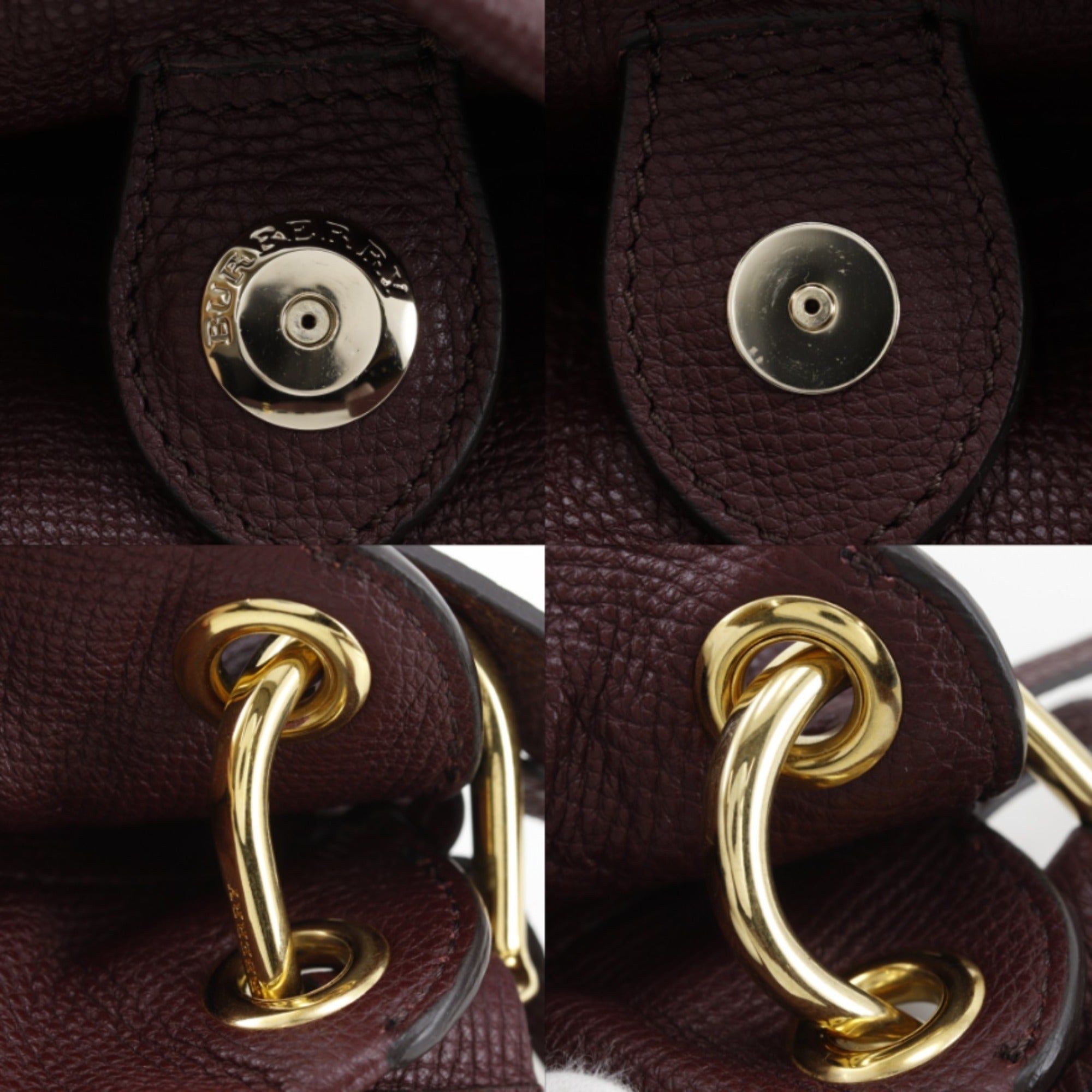 Burberry Bordeaux Red Color Leather Shoulder Bag (Pre-Owned)