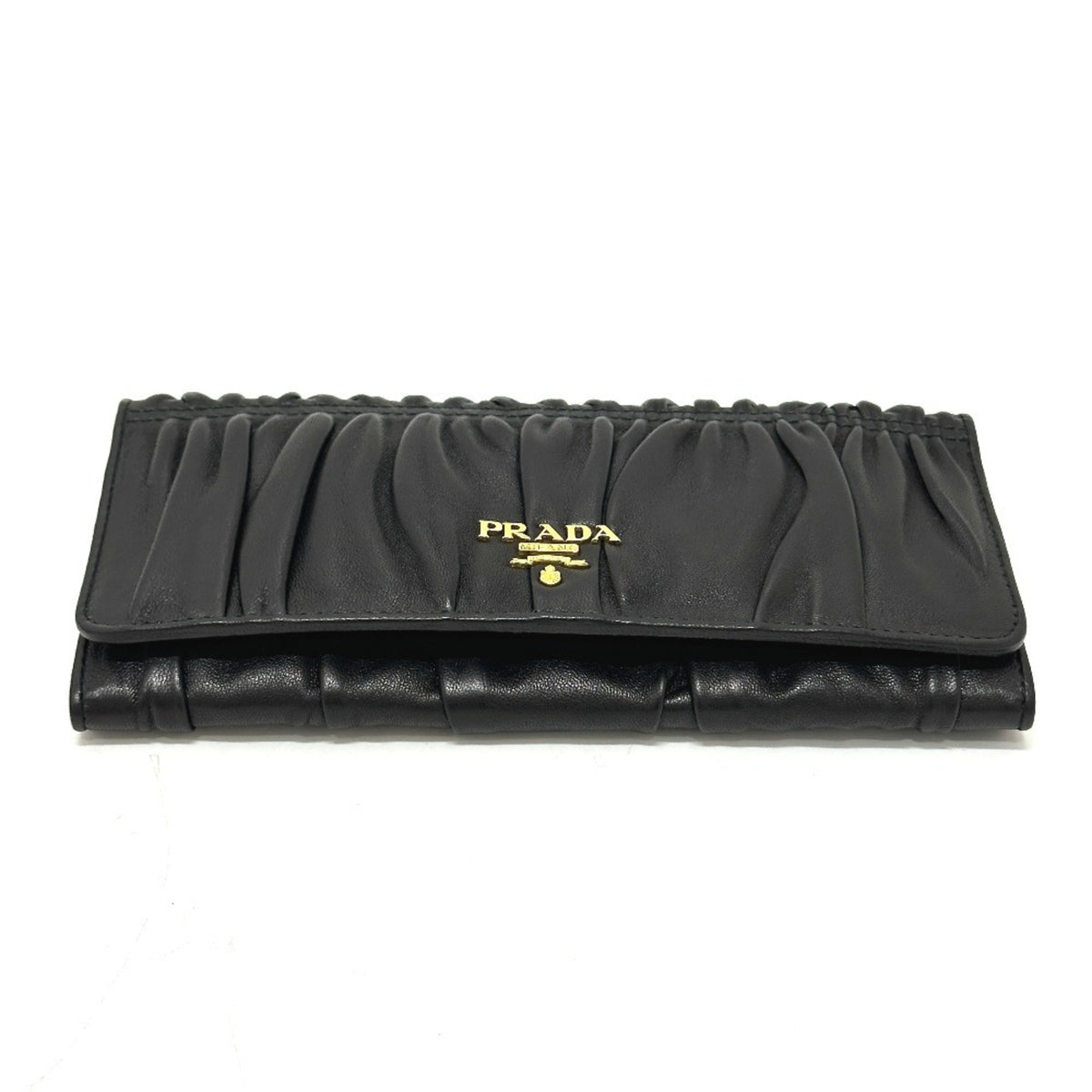 Prada Black Leather Long Wallet (Bi-Fold) (Pre-Owned)