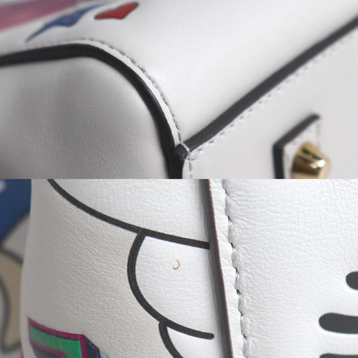 Anya Hindmarch Multi-Color White Leather Tote Bag (Pre-Owned)