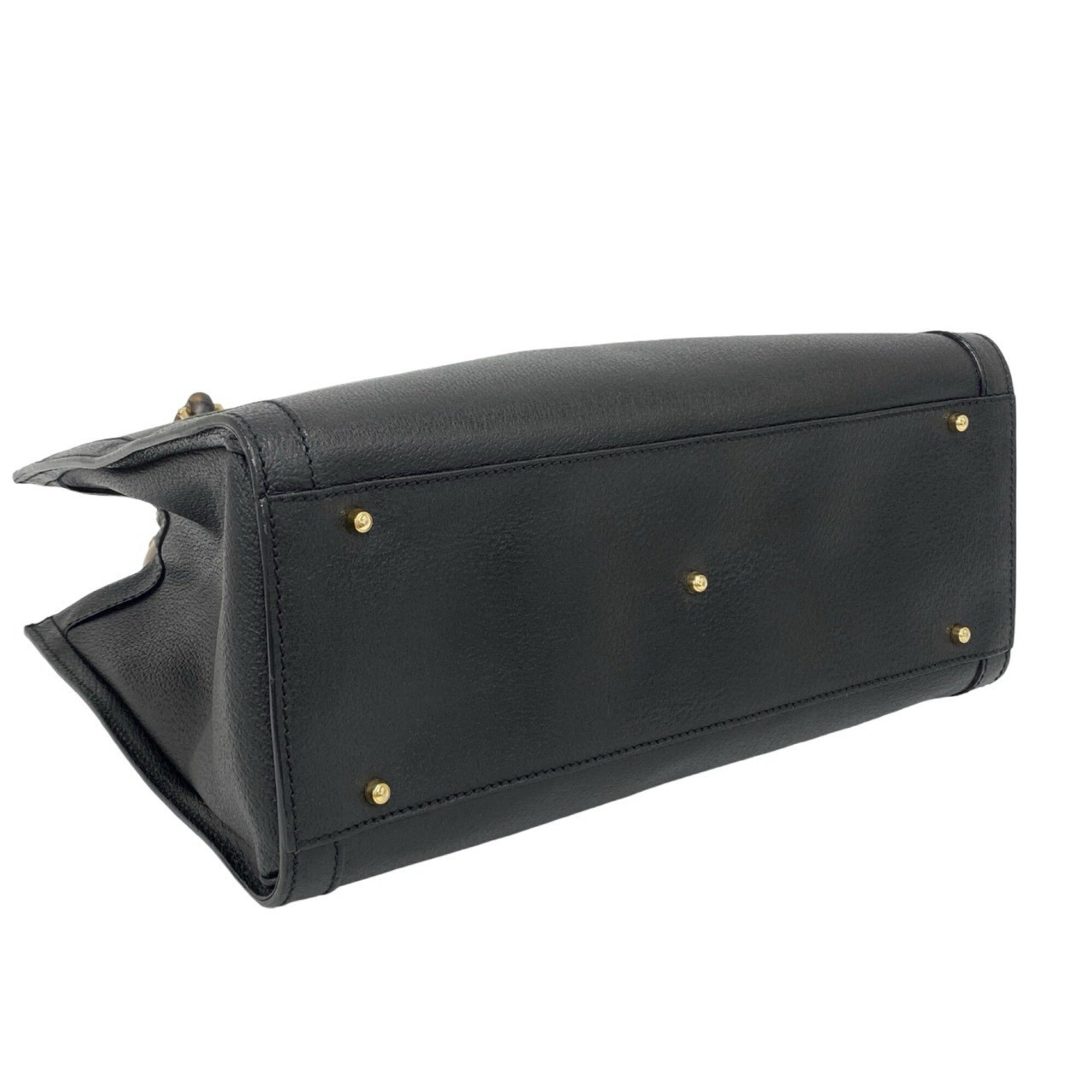 Gucci Black Leather Handbag Tote Bag (Pre-Owned)