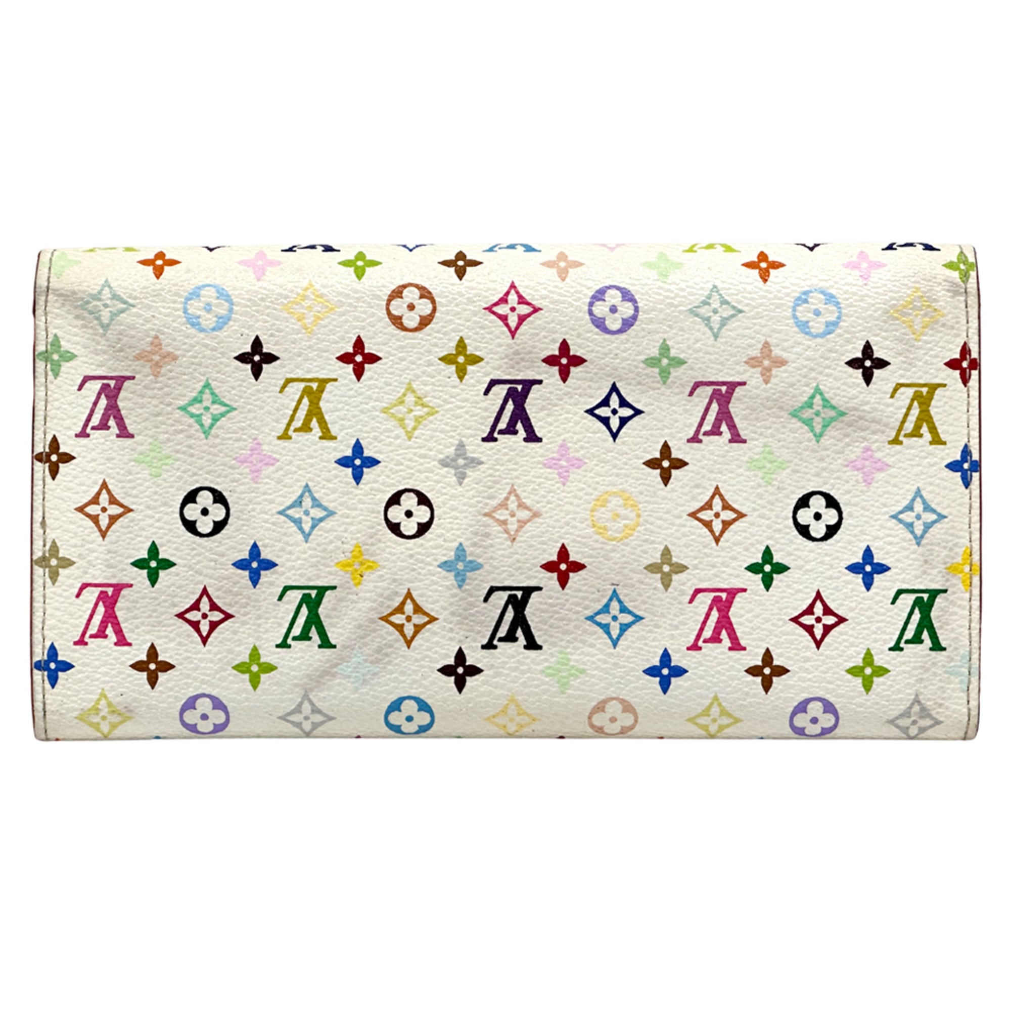 Louis Vuitton Litchi Pink White Monogram Multicolore Long Wallet (Bi-Fold) (Pre-Owned)