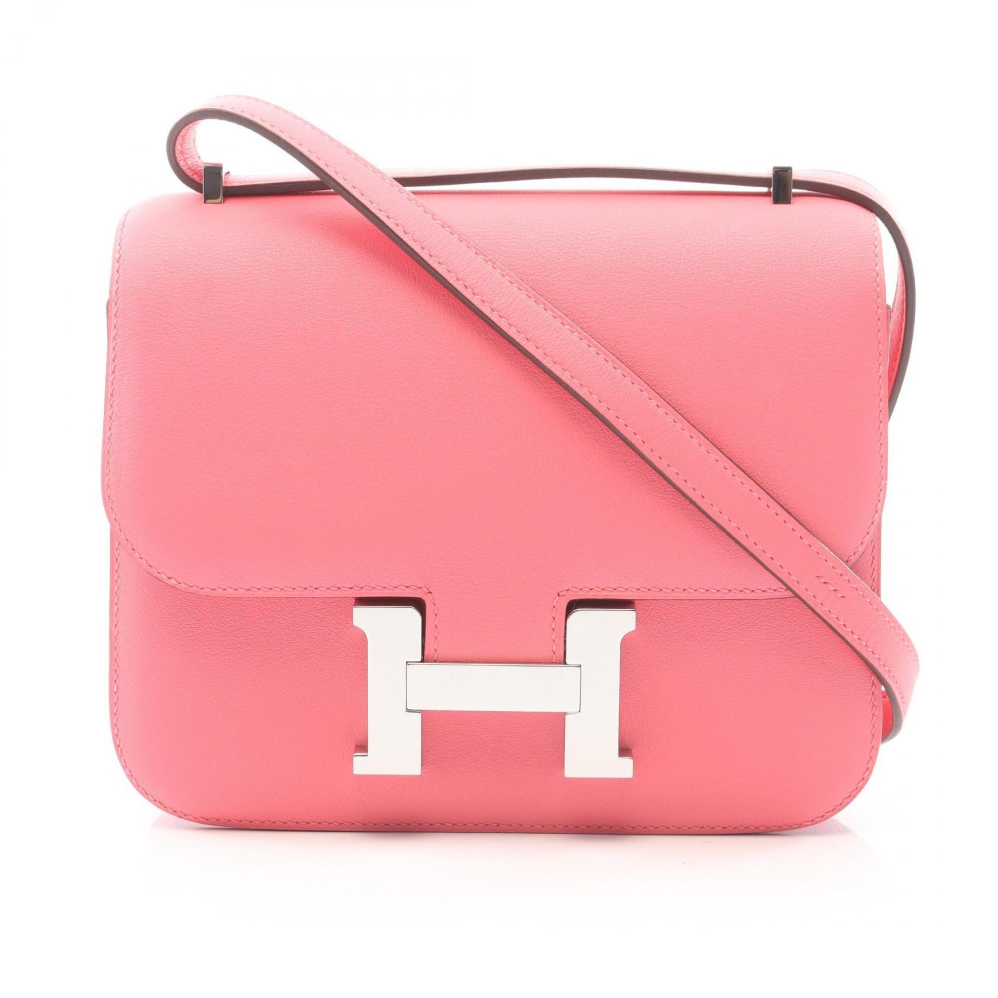 Hermes Pink Rose Azalee Swift Leather Leather Handbag Shoulder Bag (Pre-Owned)