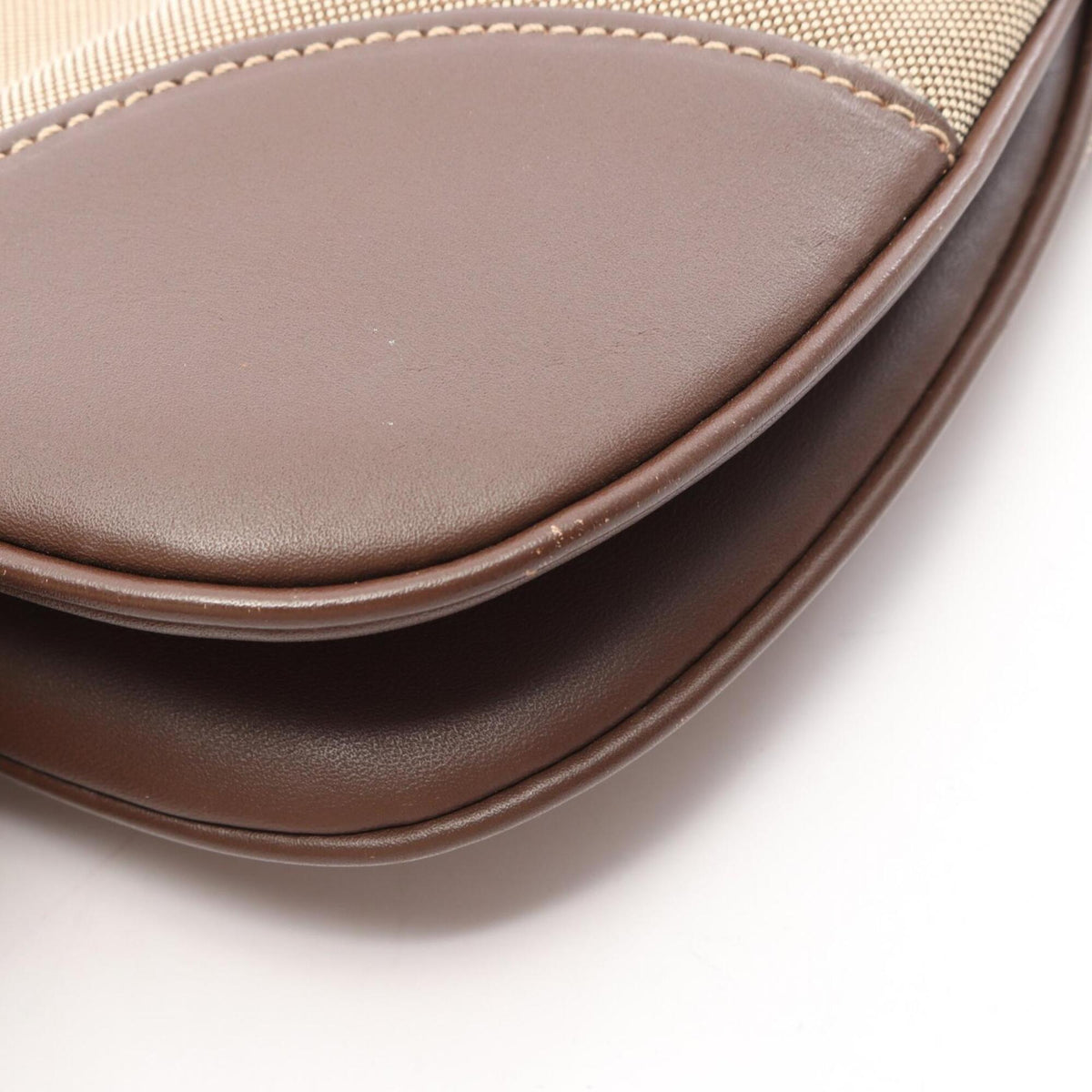 Prada Beige Brown Canvas Leather Handbag Shoulder Bag (Pre-Owned)