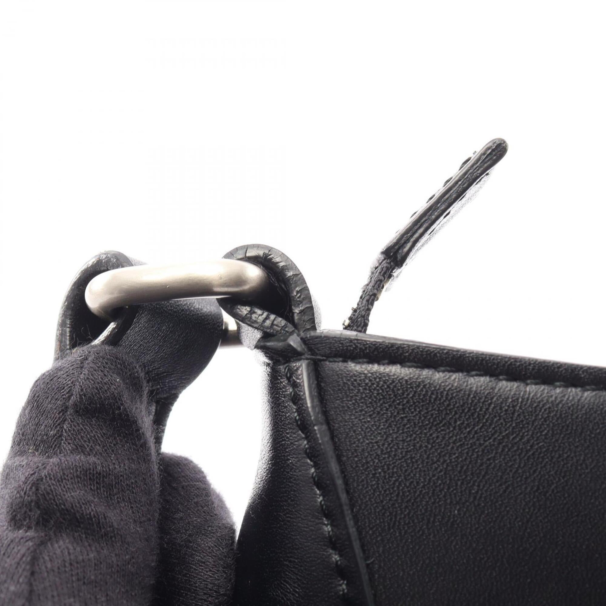 Burberry Black Leather Handbag Shoulder Bag (Pre-Owned)