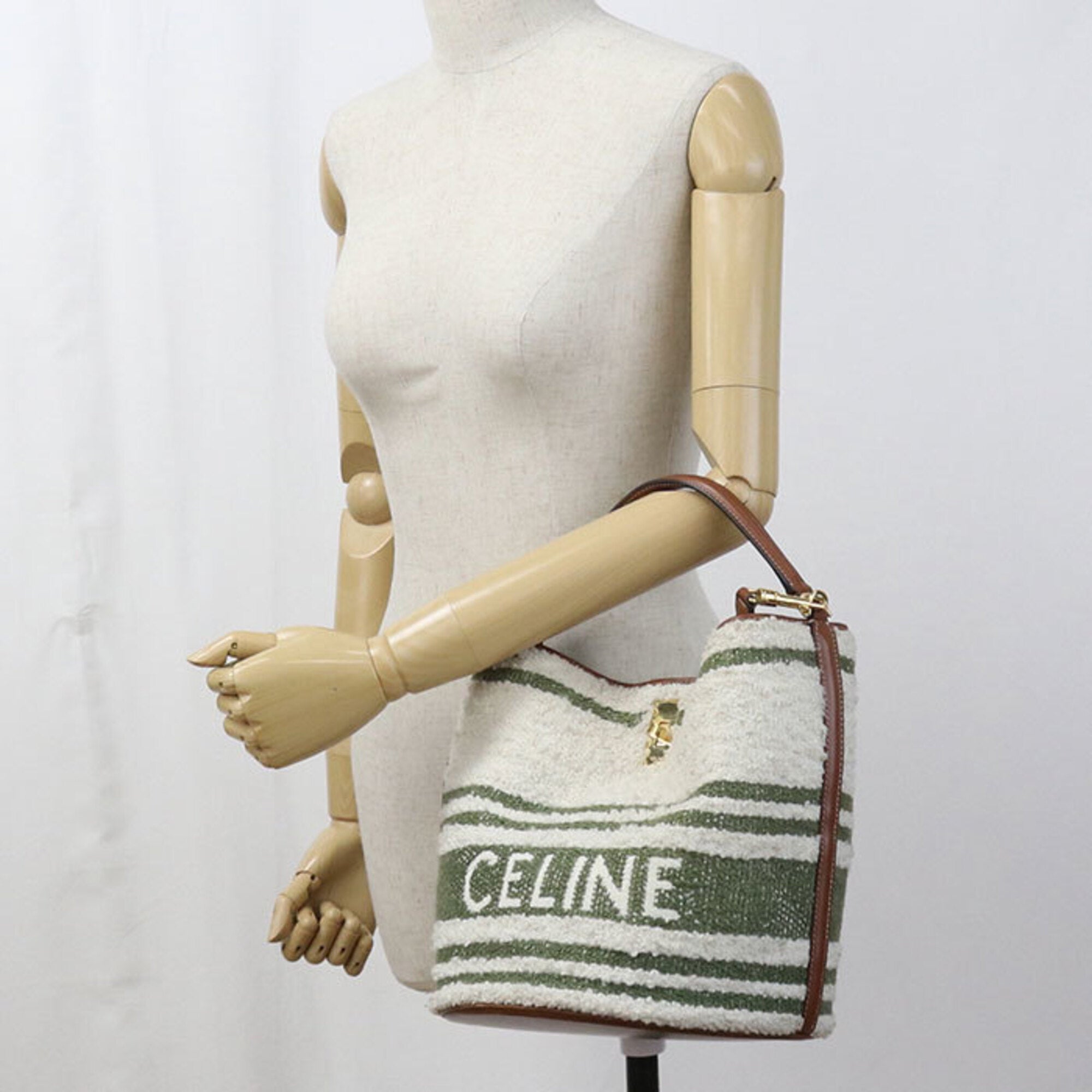 Celine White Pile Fabric Handbag (Pre-Owned)