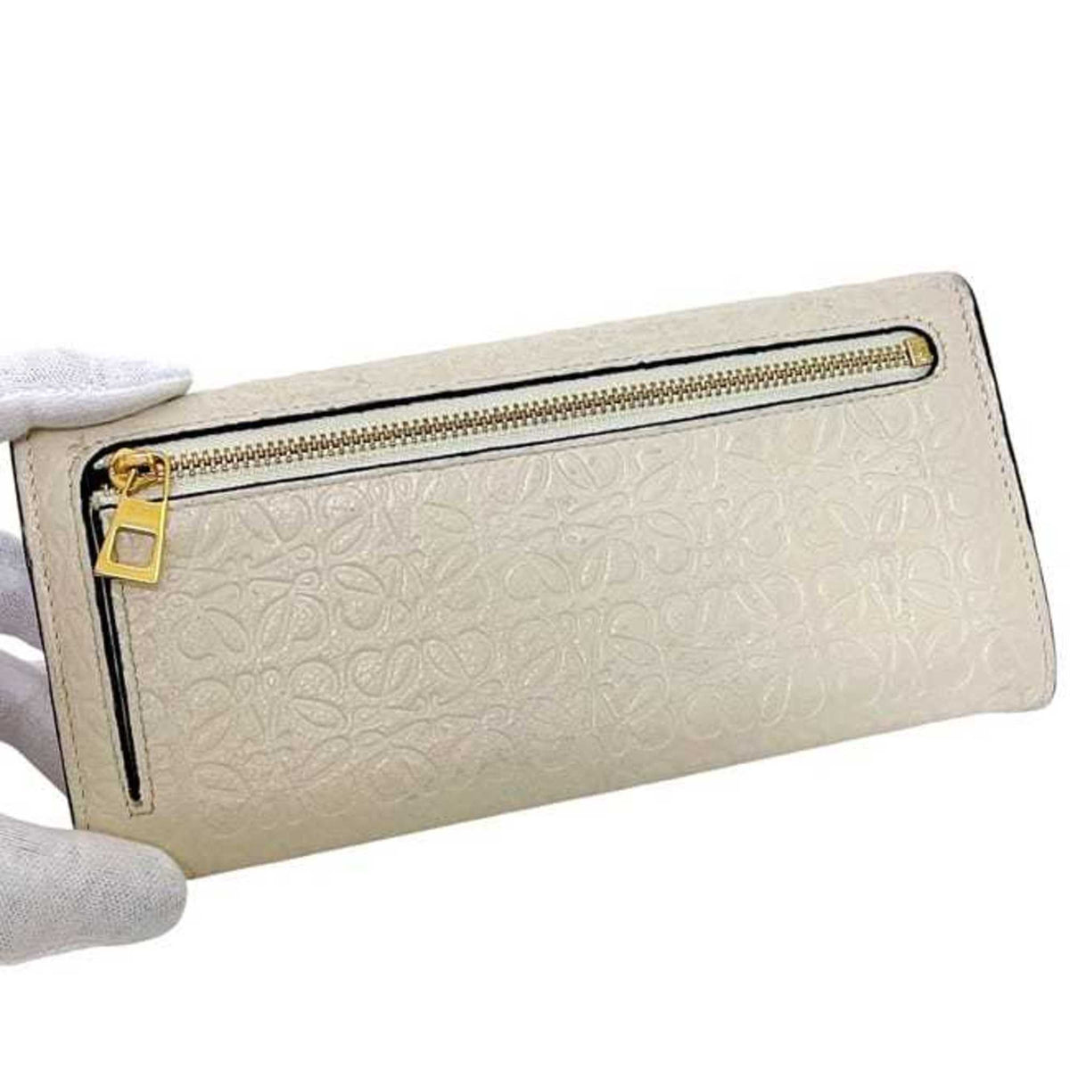 Loewe Beige Leather Long Wallet (Bi-Fold) (Pre-Owned)