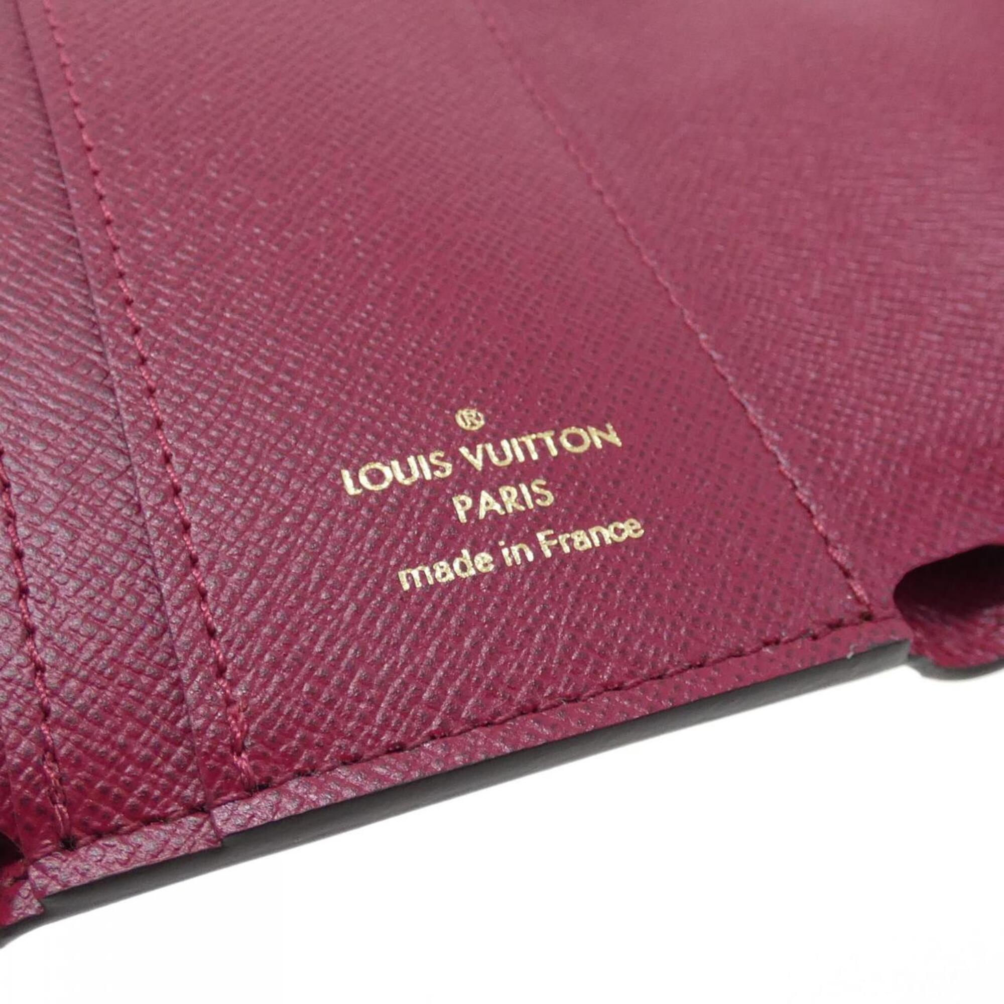 Louis Vuitton Fuchsia Marron Coated Canvas Leather Wallet (Tri-Fold) (Pre-Owned)