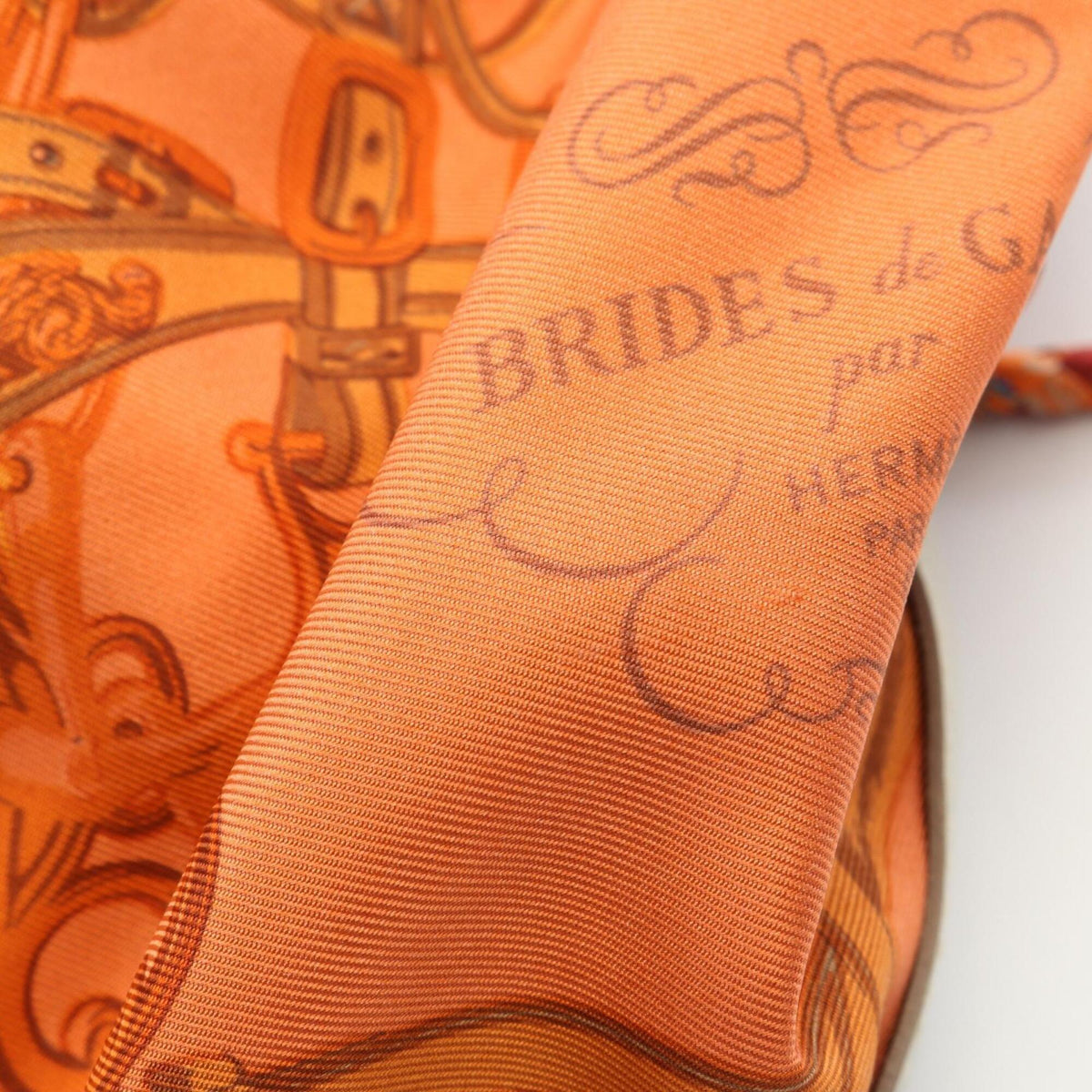 Hermes Multi-Color Orange Silk Leather Handbag Shoulder Bag (Pre-Owned)