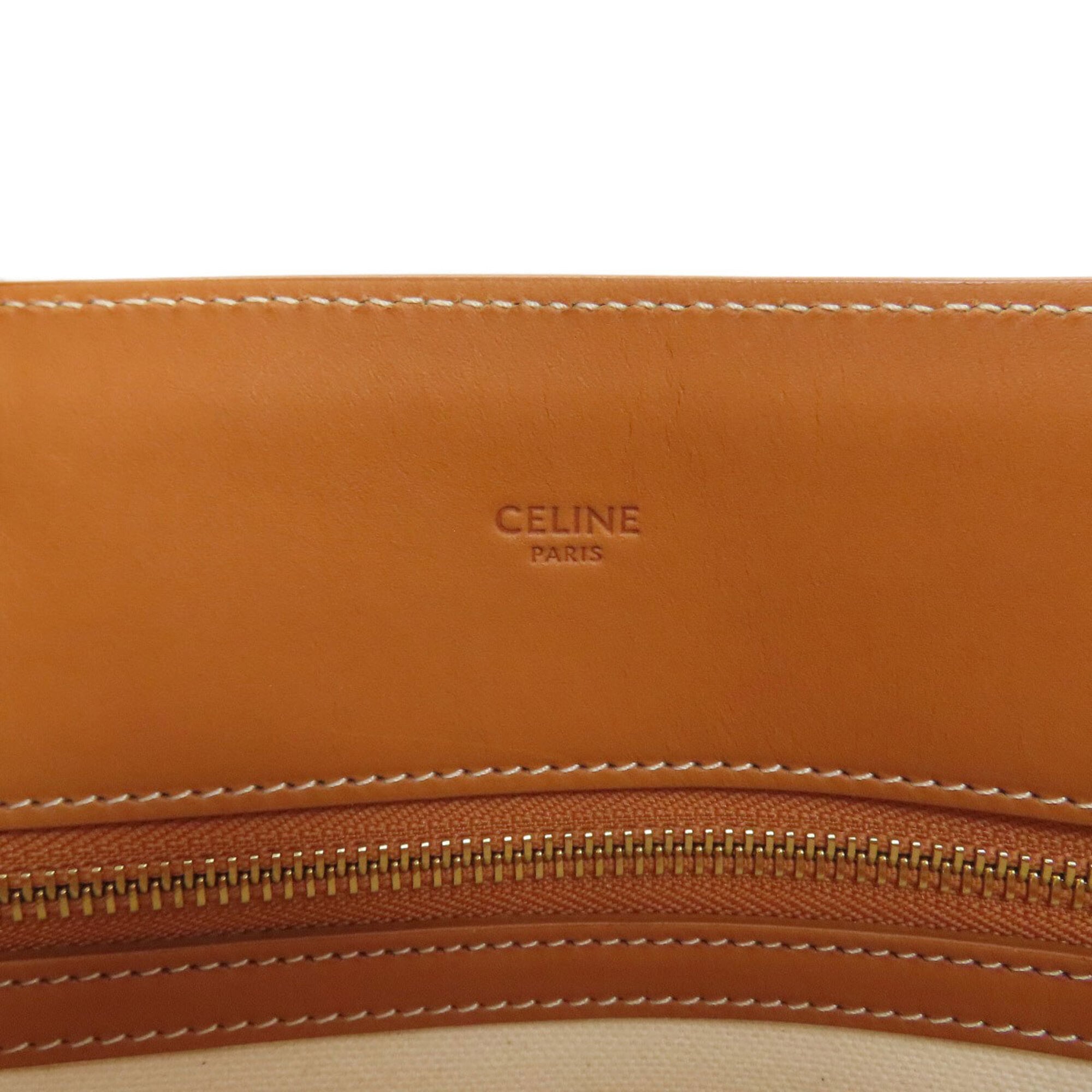 Celine Brown White Canvas Tote Bag (Pre-Owned)