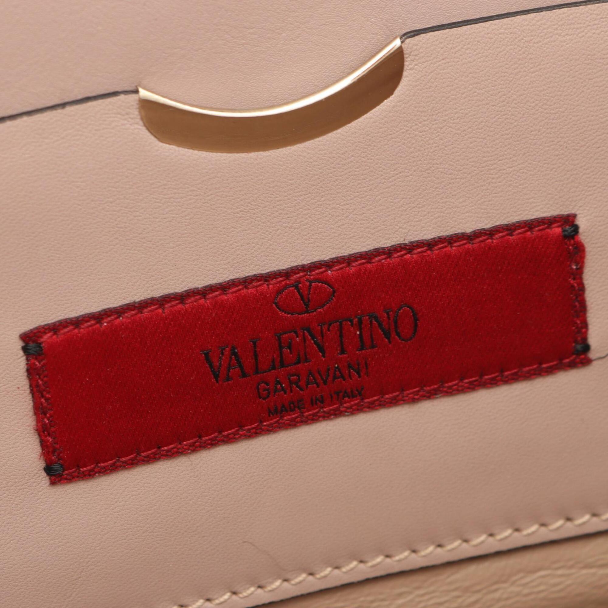 Valentino Beige Brown Pink Leather Handbag Shoulder Bag (Pre-Owned)