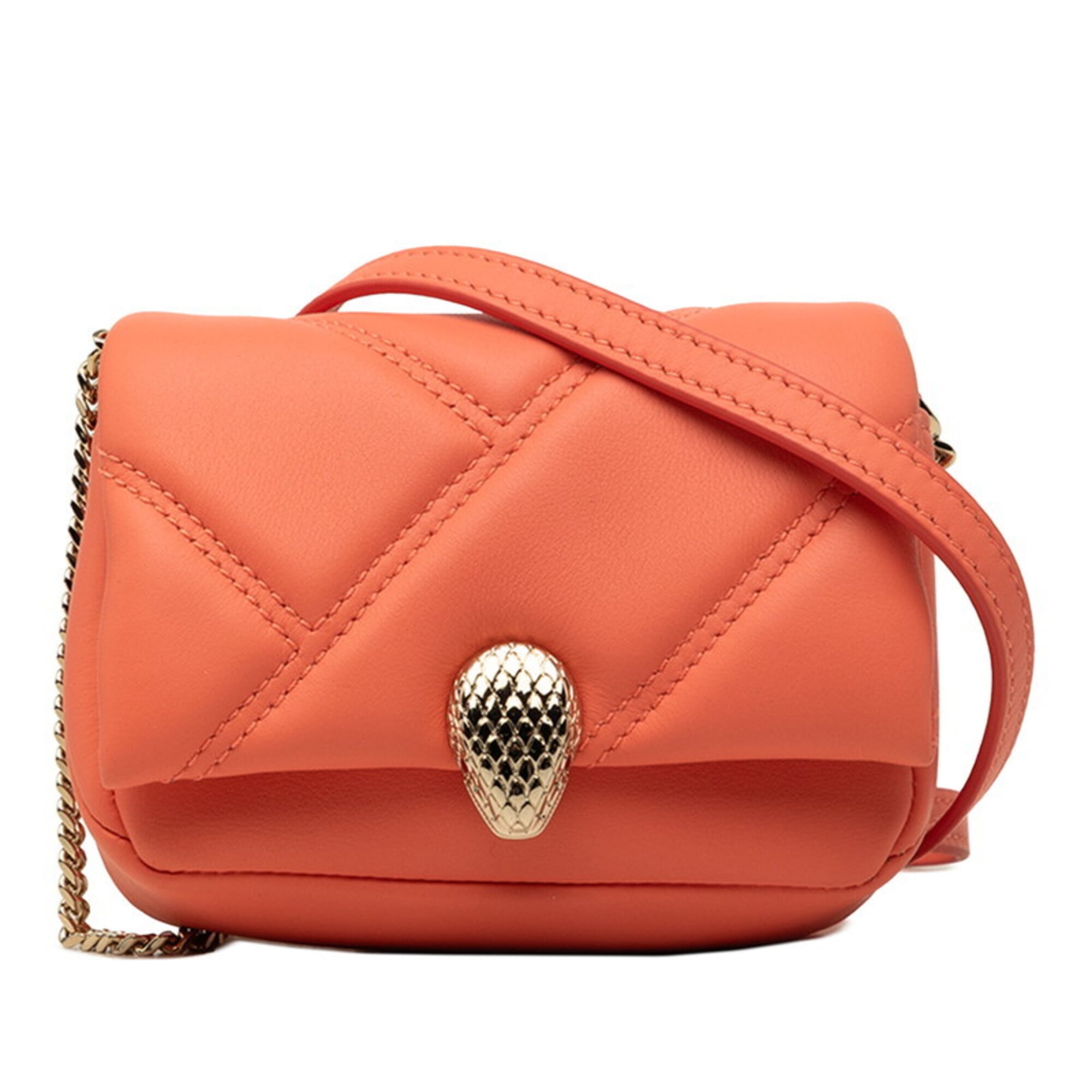 Bvlgari Coral Orange Leather Pochette Shoulder Bag (Pre-Owned)