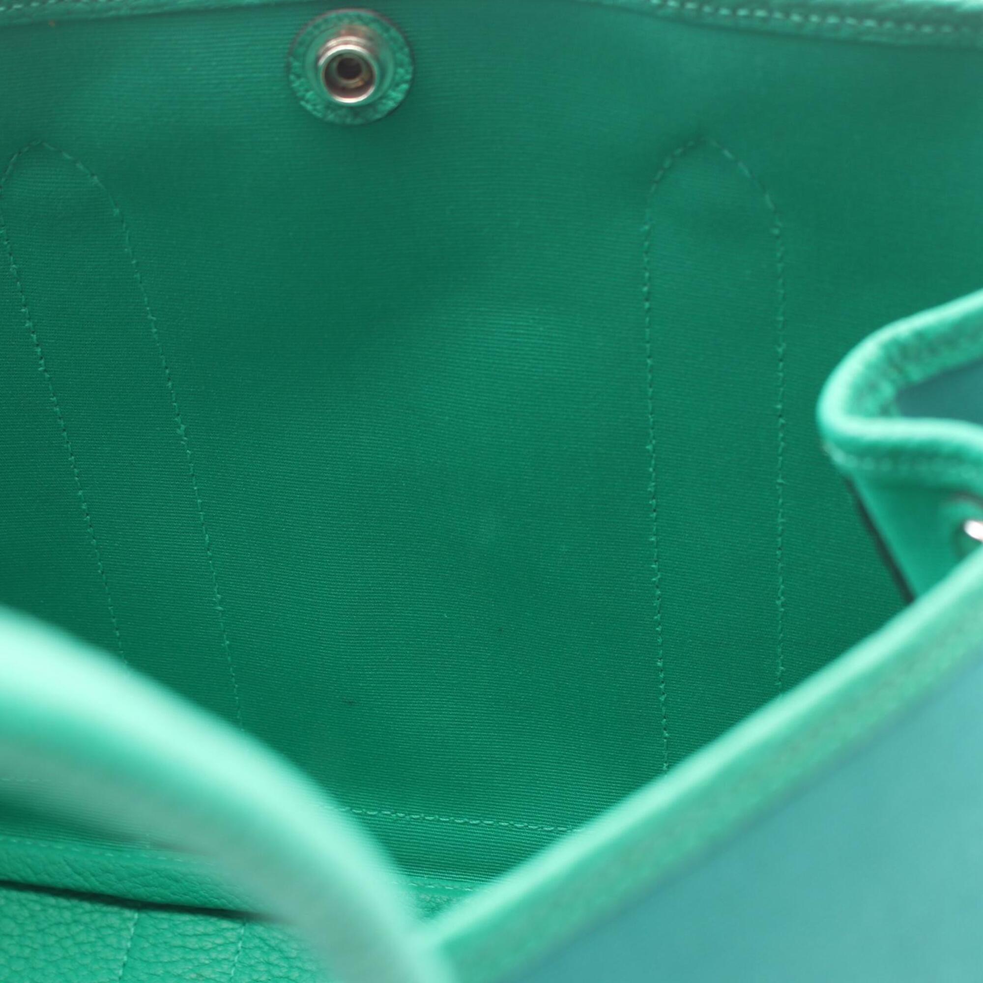Hermes Green Toile Officier Negonda Leather Handbag Tote Bag (Pre-Owned)
