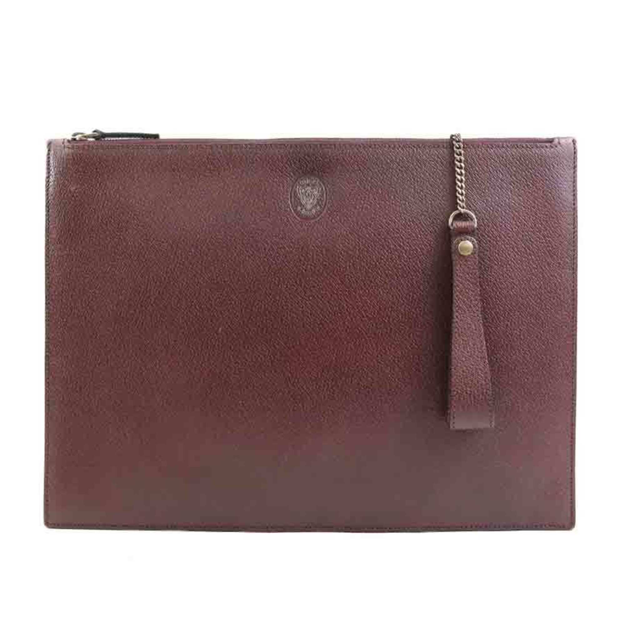 Gucci Bordeaux Leather Clutch Bag (Pre-Owned)