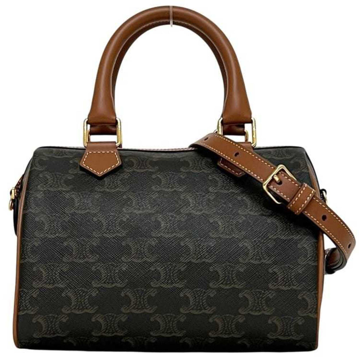 Celine Brown Pvc Leather Boston Bag (Pre-Owned)