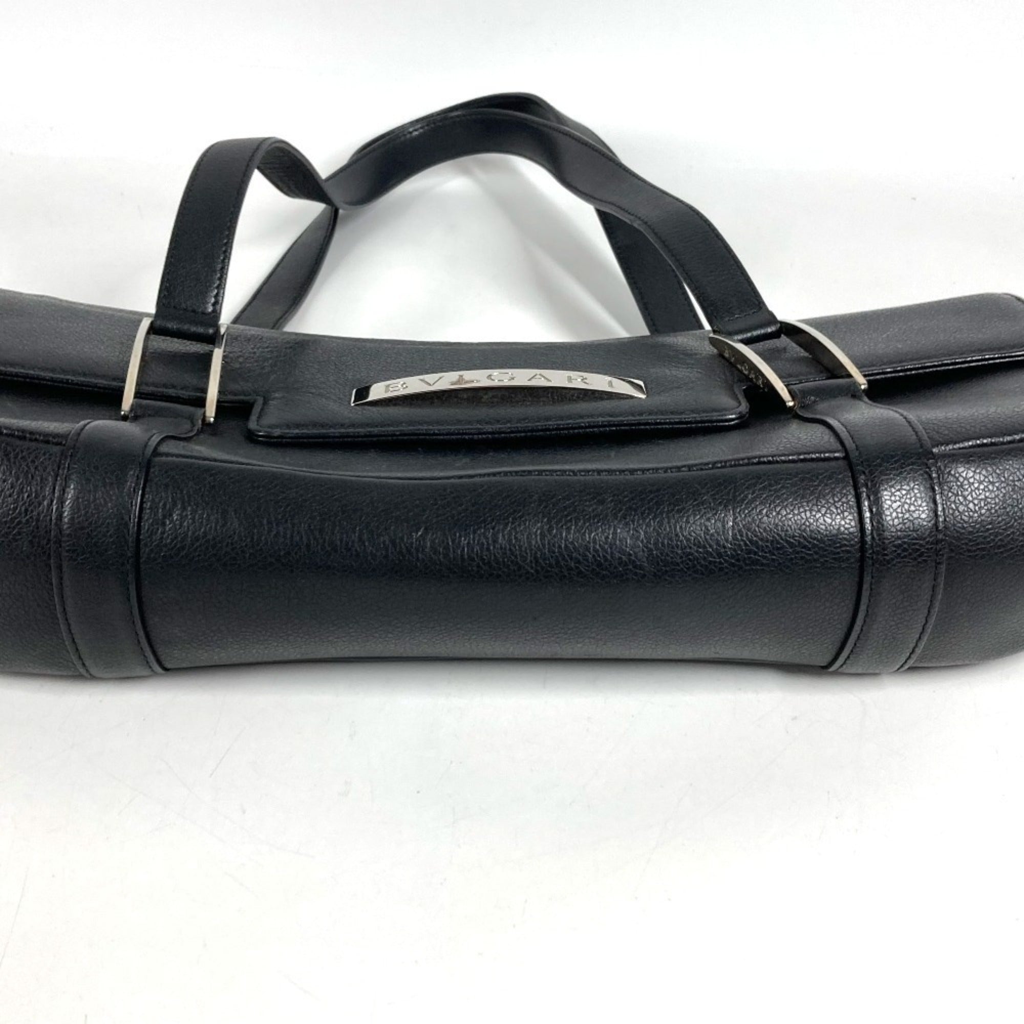 Bvlgari Black Leather Shoulder Bag Tote Bag (Pre-Owned)
